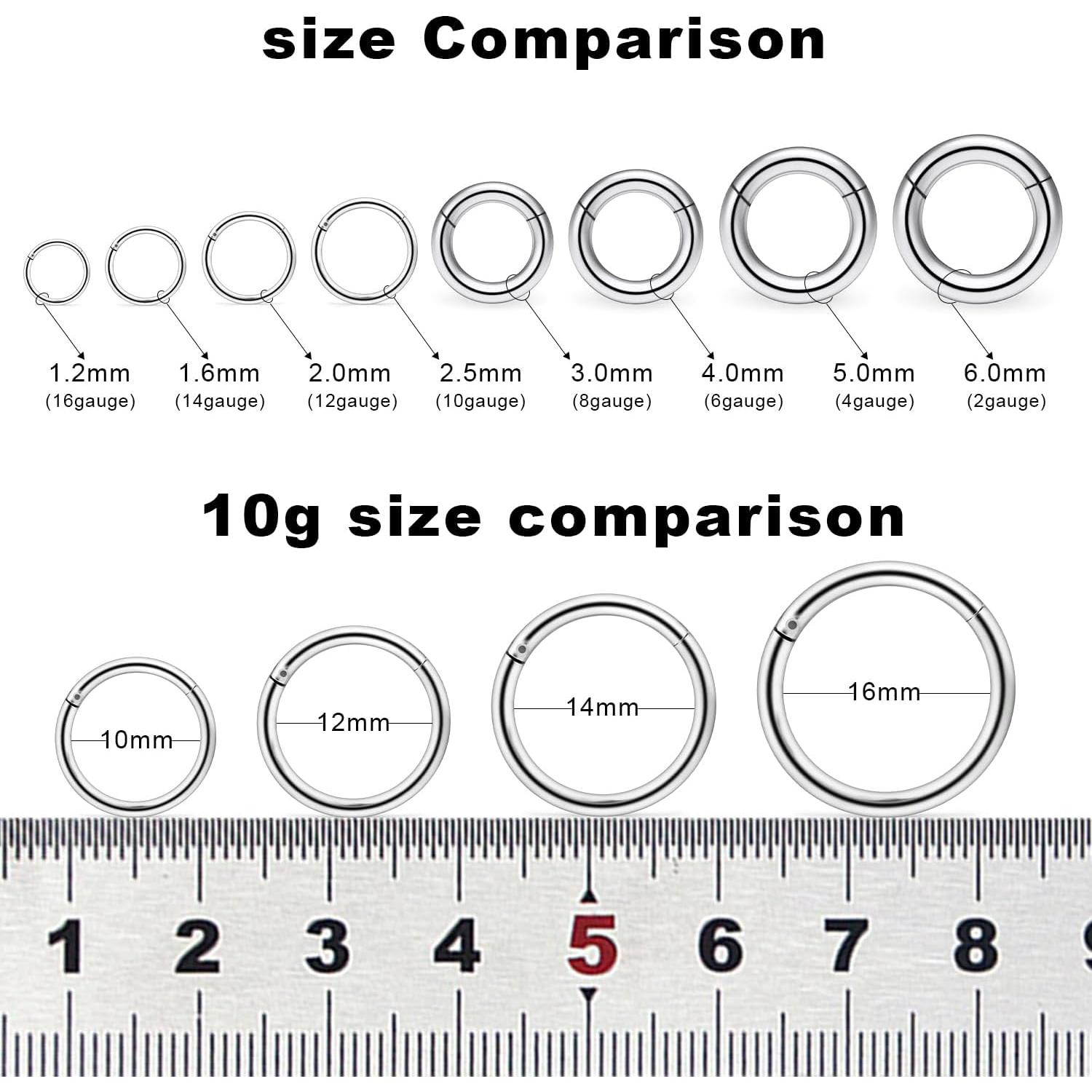 Anillos Septum Articulados Clicker Yaalozei Acero Quirúrgico 10G