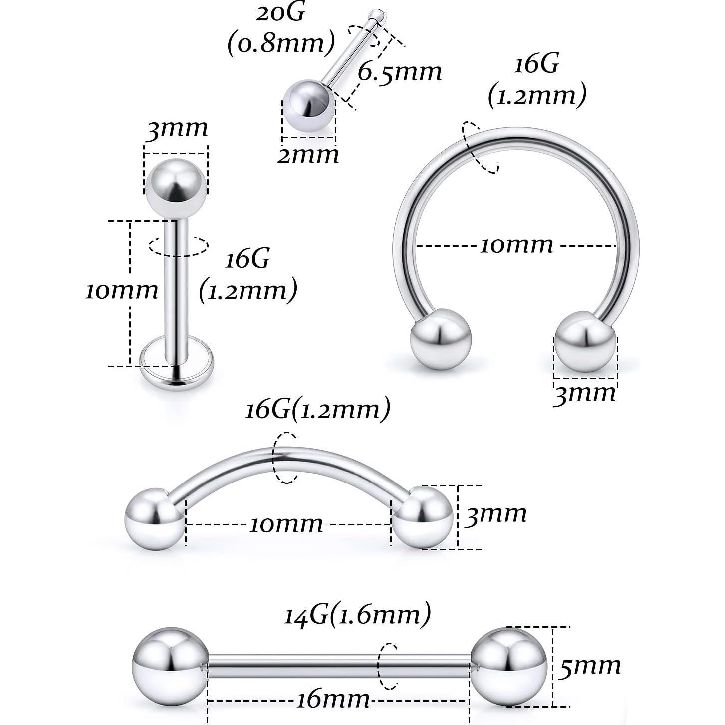 Kit de Herramientas de Piercing Vsnnsns - Acero Quirúrgico 316L