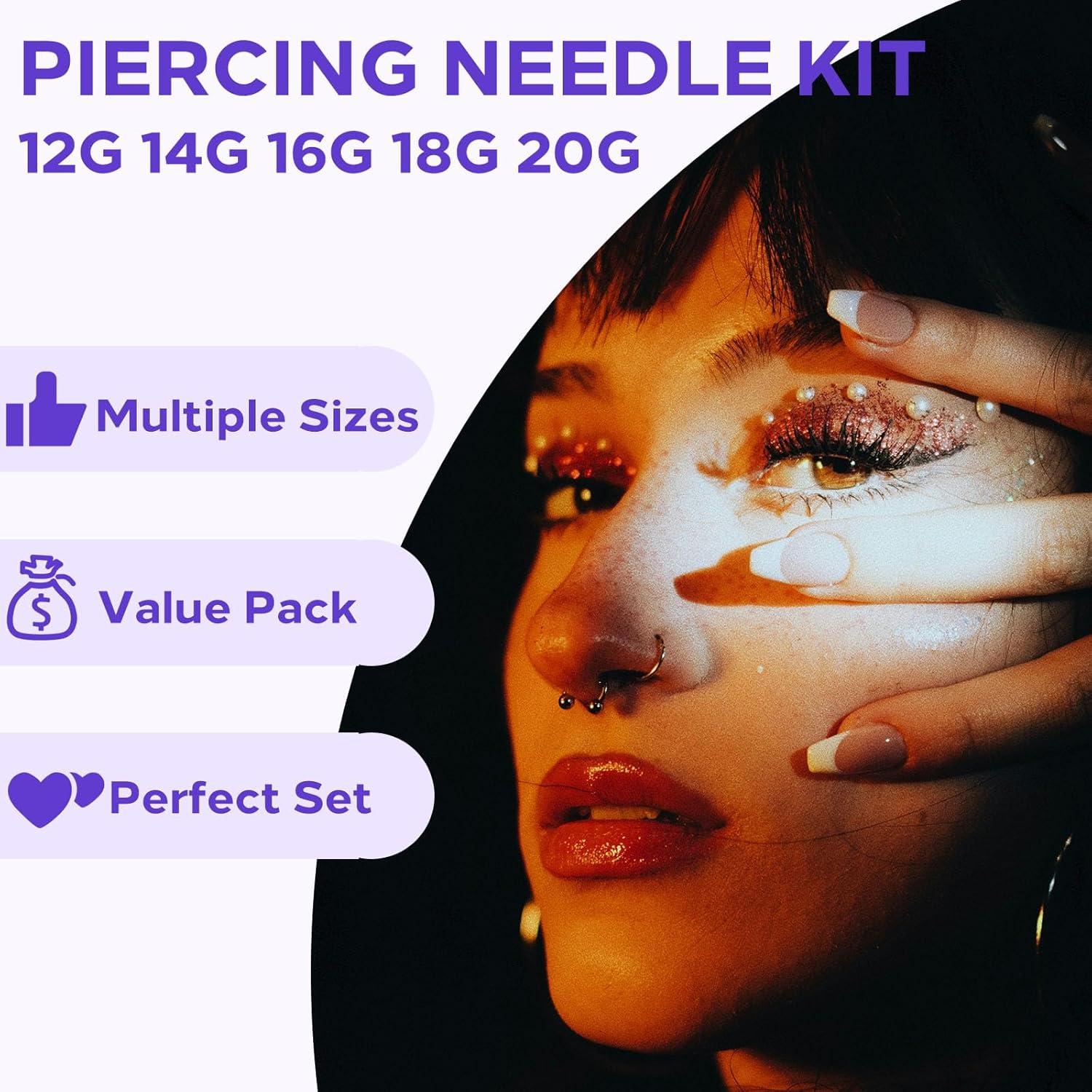 Kit de Piercing 44pcs Usiriy con Agujas 12G a 20G y Herramientas