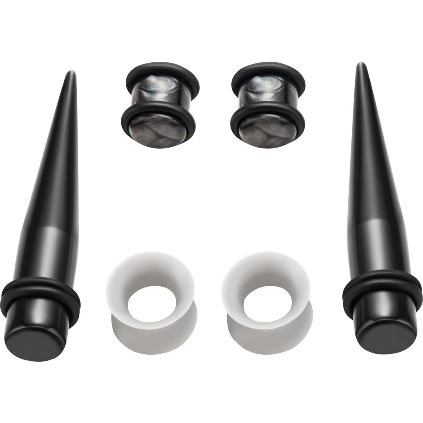 Kit de Estiramiento de Oídos Acrílico 50 Piezas + Aceite Jojoba