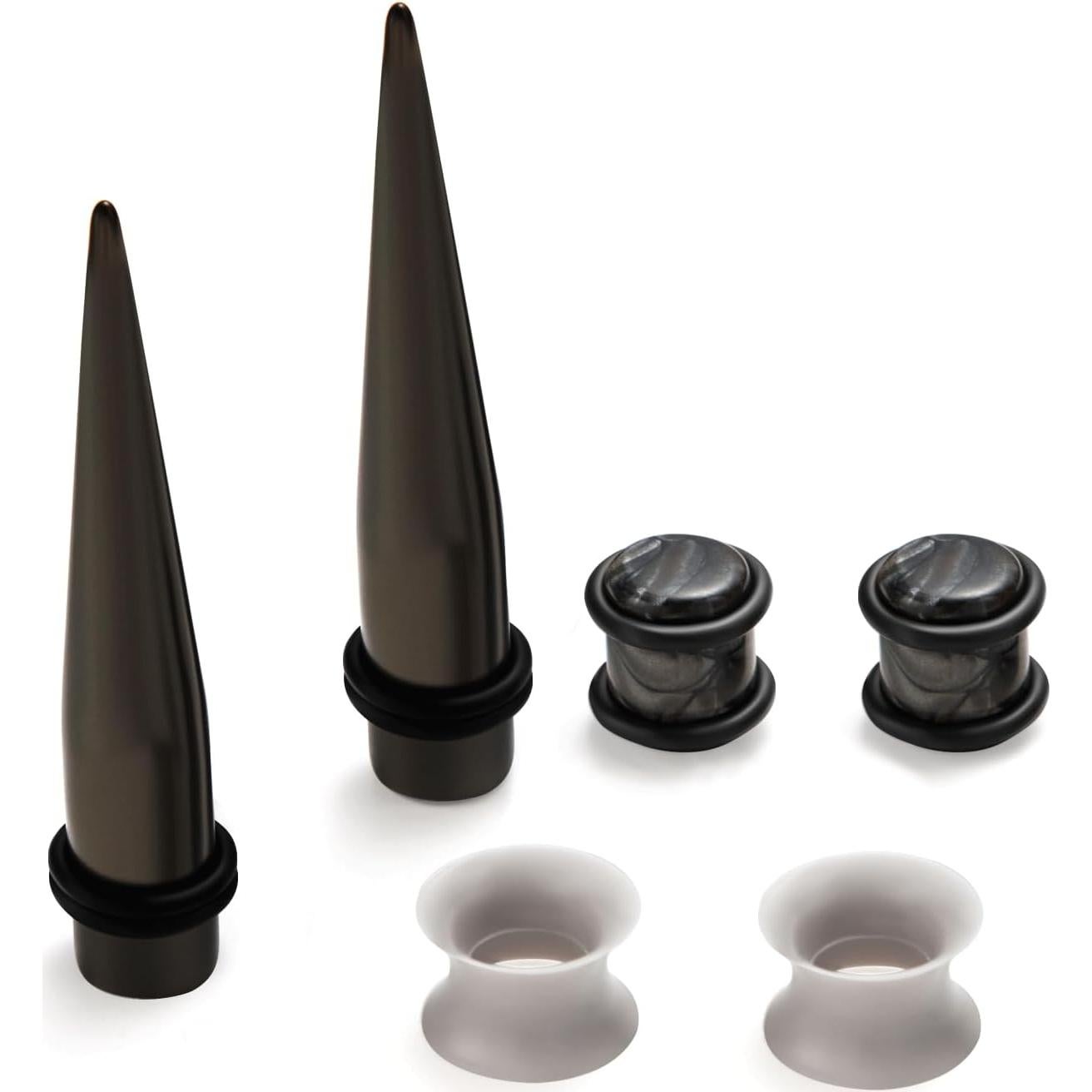 Kit de Estiramiento de Oídos Acrílico 50 Piezas + Aceite Jojoba