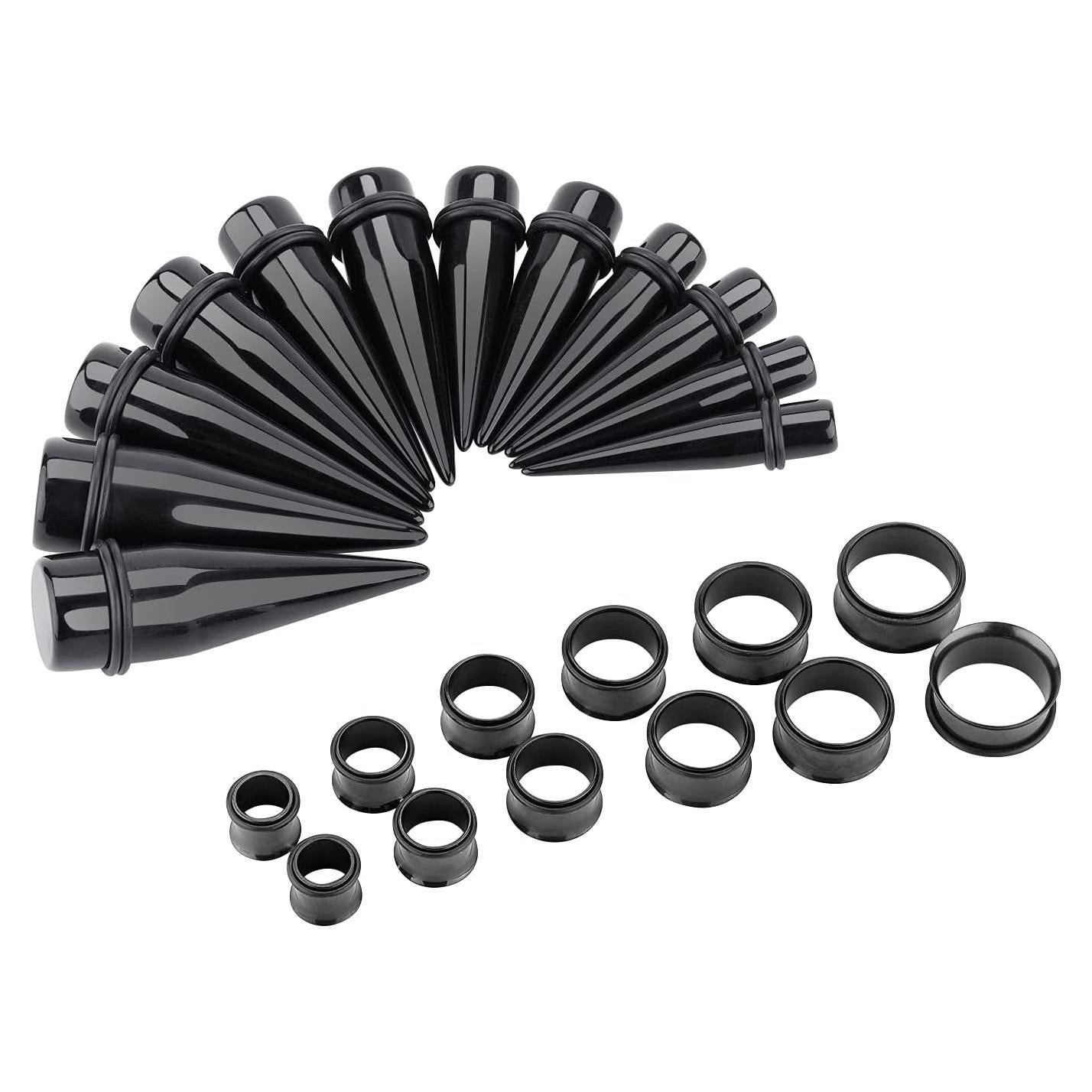Kit de Estiramiento de Oreja 24 Piezas Acrílico y Acero 10-20mm