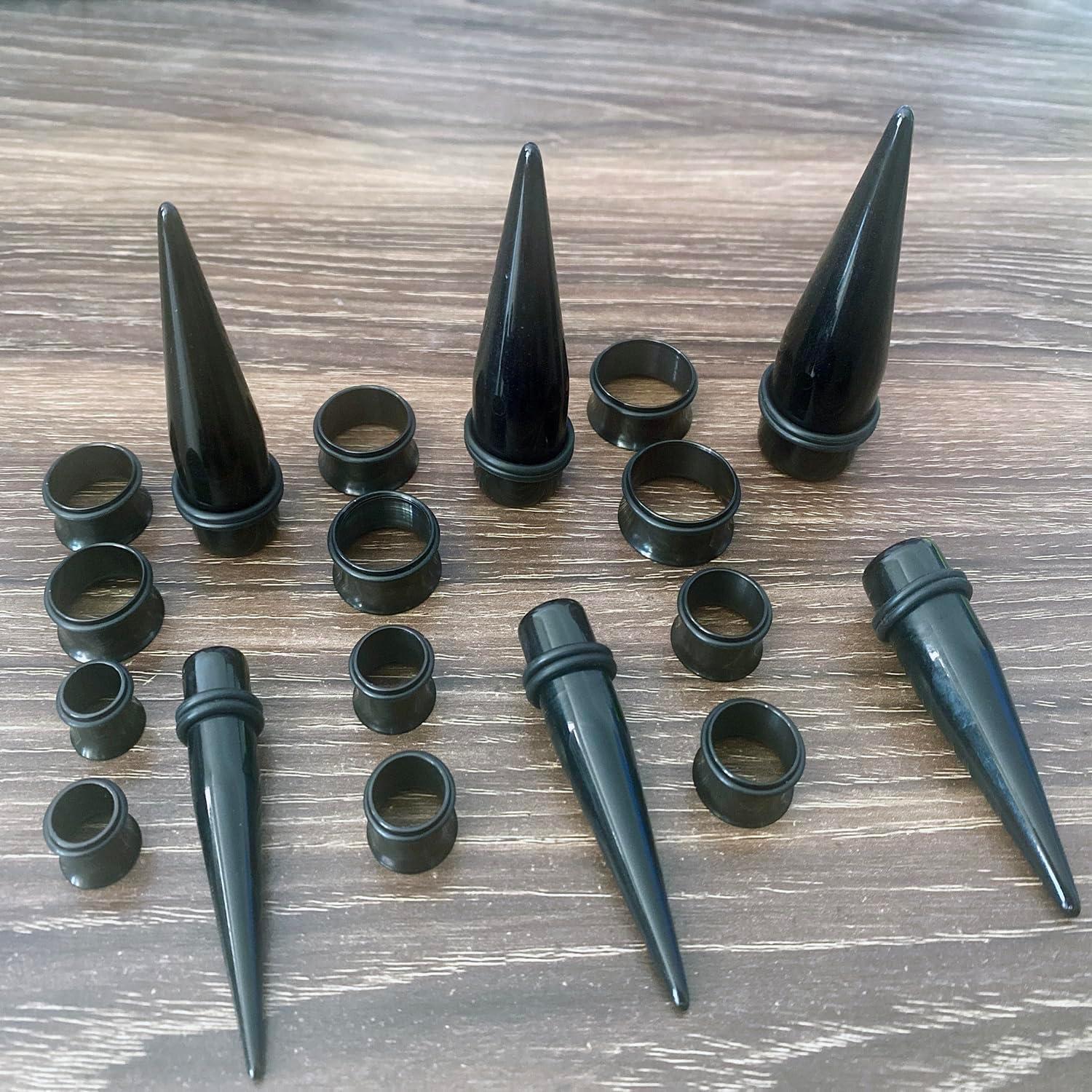 Kit de Estiramiento de Oreja 24 Piezas Acrílico y Acero 10-20mm