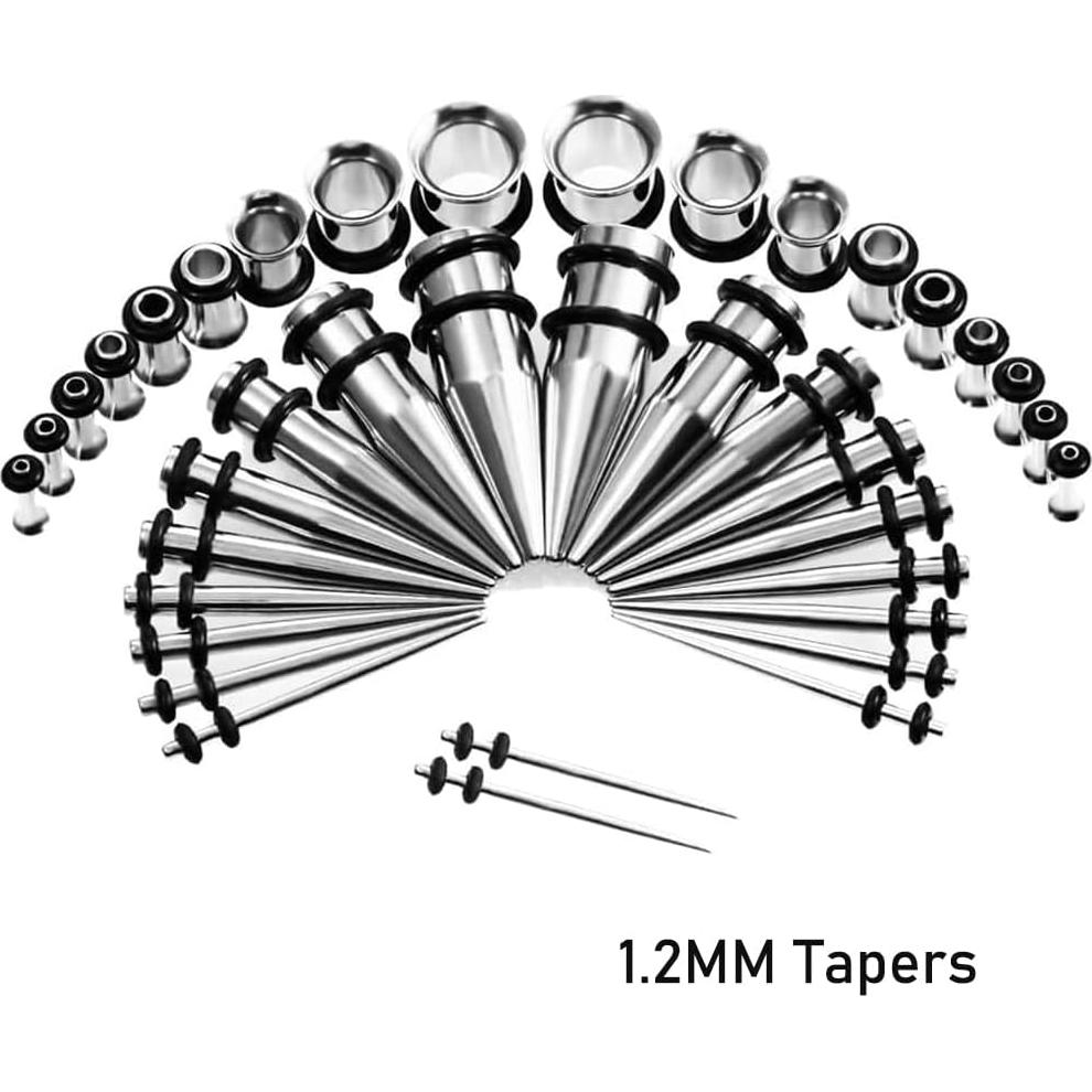 Kit de Estiramiento de Oídos Acero Quirúrgico 16G-00G 38Pcs