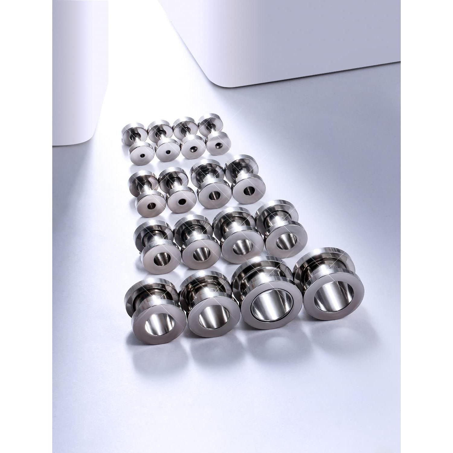 Kit de Tapones para Orejas Prjndjw Acero Quirúrgico 14G-00G 16 Piezas