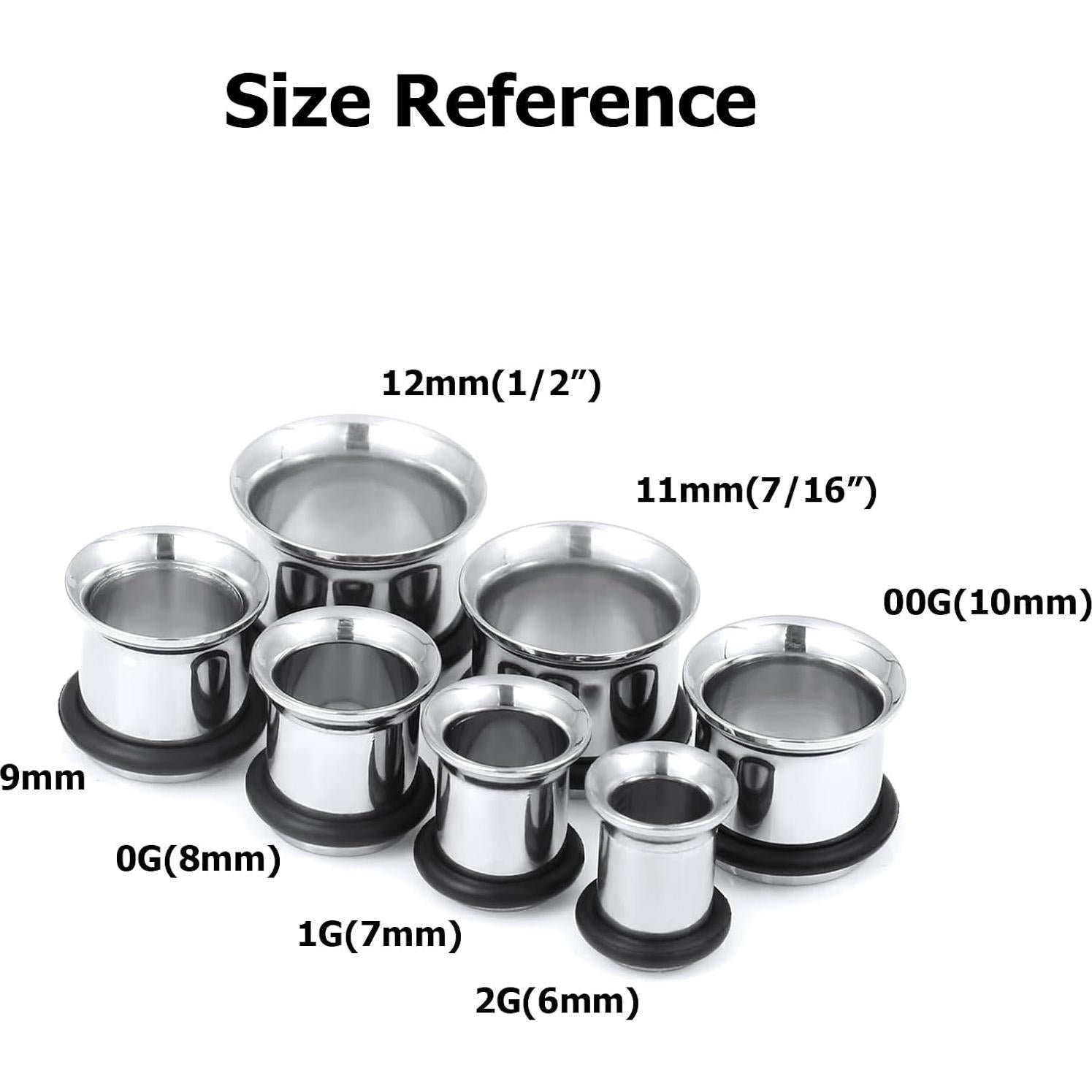 Kit de Túneles de Oreja Awinrel Acero Inoxidable 12mm 1/2"