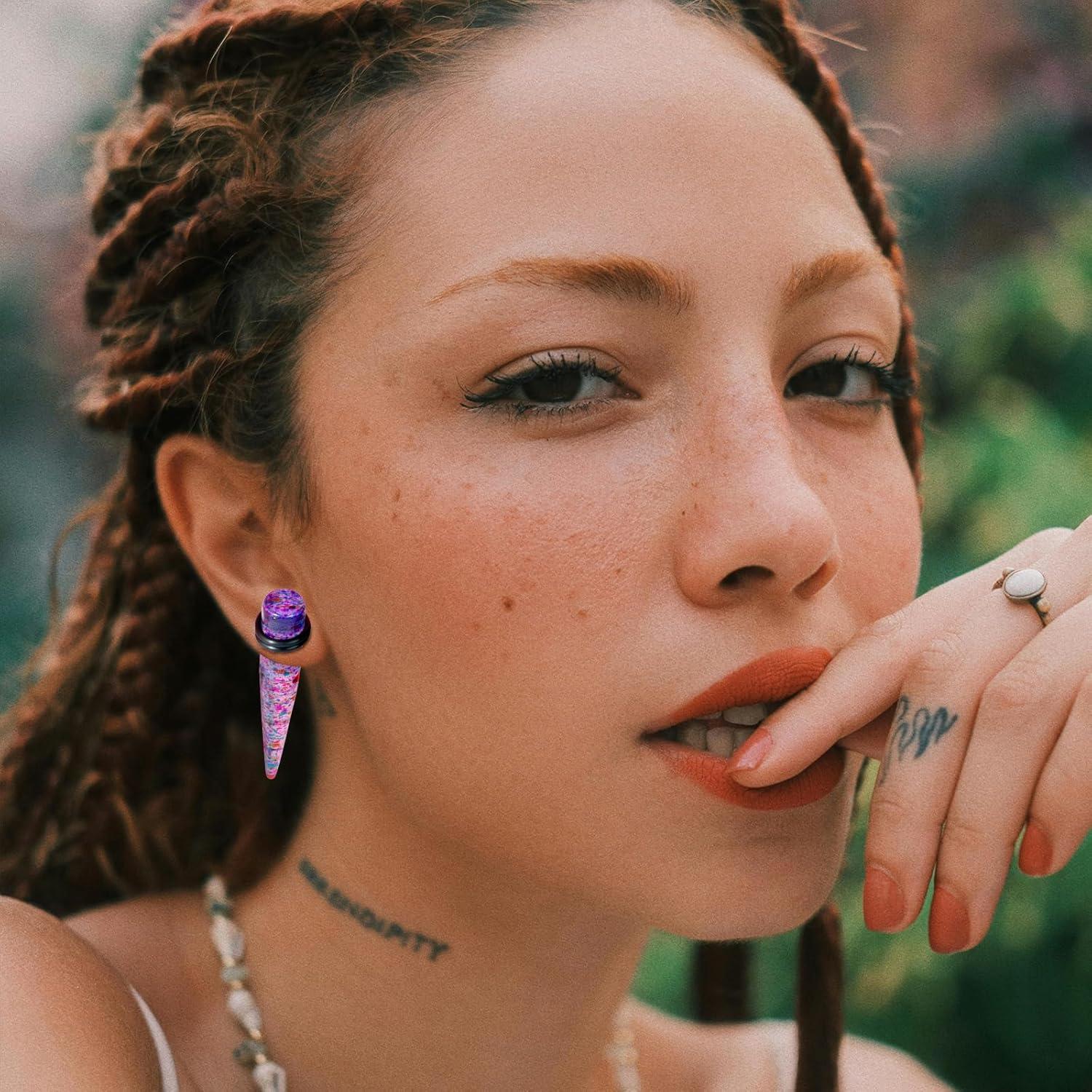 Kit de Estiramiento de Orejas 54 Piezas Acrílico 00G-14G Rosa y Púrpura