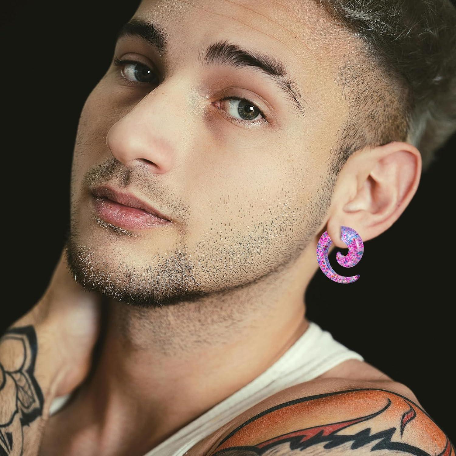 Kit de Estiramiento de Orejas 54 Piezas Acrílico 00G-14G Rosa y Púrpura