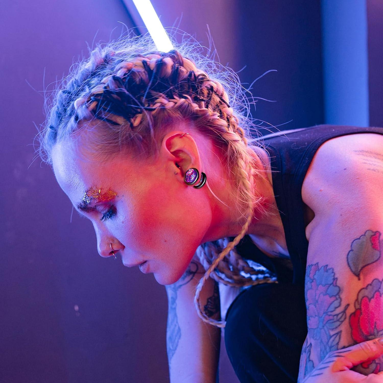 Kit de Estiramiento de Orejas 54 Piezas Acrílico 00G-14G Rosa y Púrpura