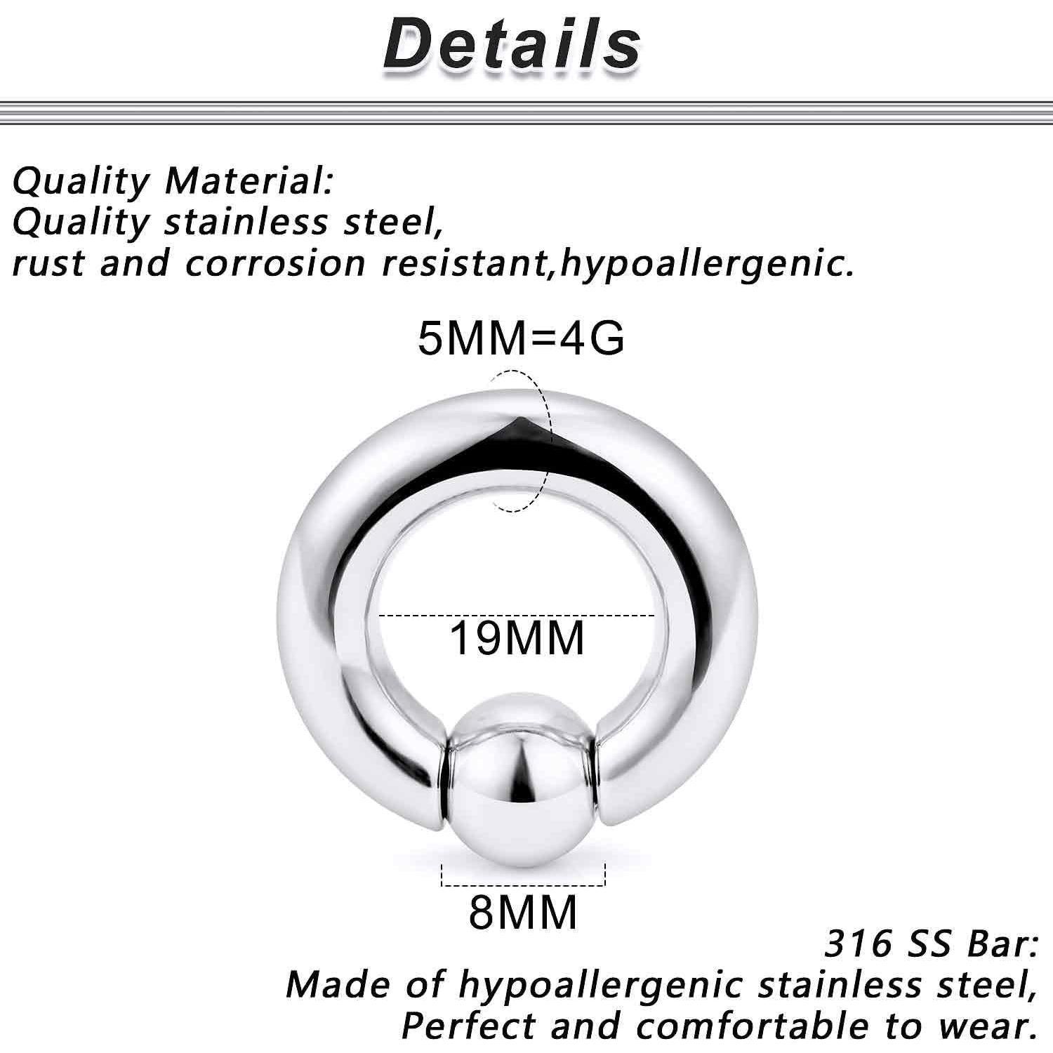 Anillos de Septum Yaalozei 4G Acero Quirúrgico 19mm Plata