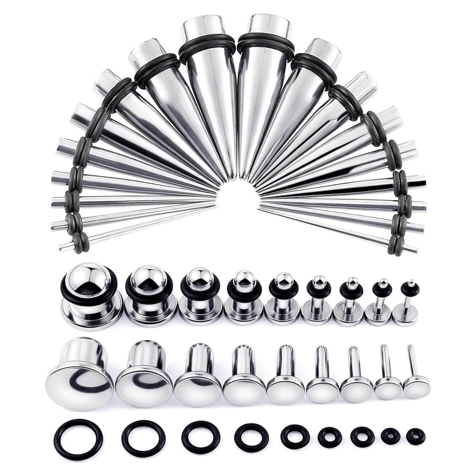 Kit de Estiramiento de Orejas Longbeauty 36pcs Acero Inoxidable
