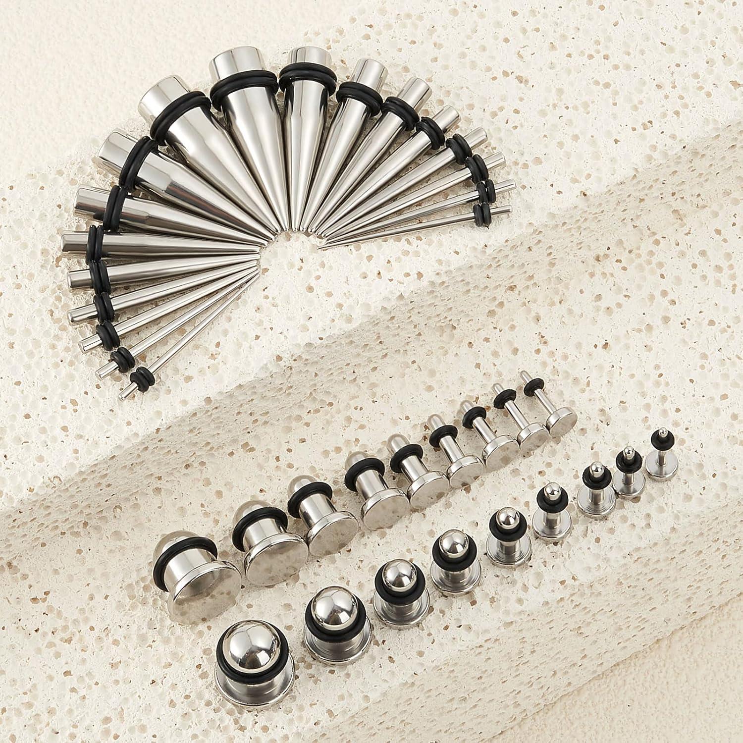 Kit de Estiramiento de Orejas Longbeauty 36pcs Acero Inoxidable