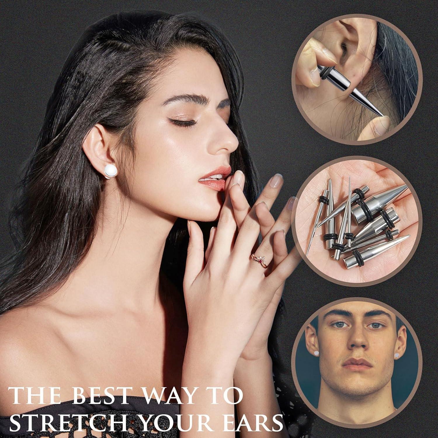 Kit de Estiramiento de Orejas Longbeauty 36pcs Acero Inoxidable
