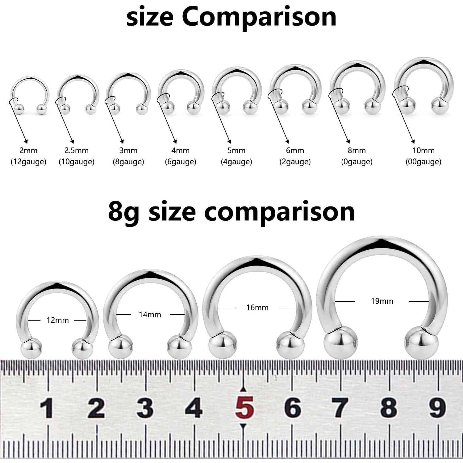 Anillo de Septum Grande Yaalozei 8G Acero Quirúrgico 14mm