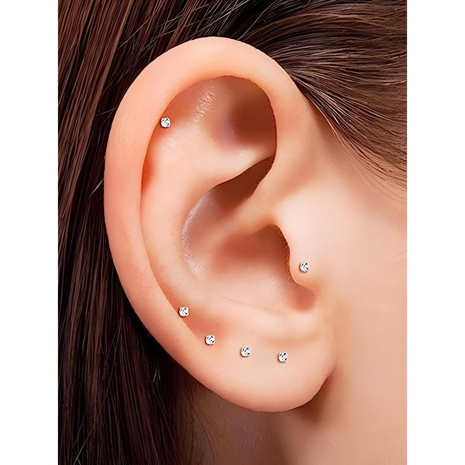 Pendientes de Stud Pequeños 14K Oro Baño 2-3-4mm Circonita