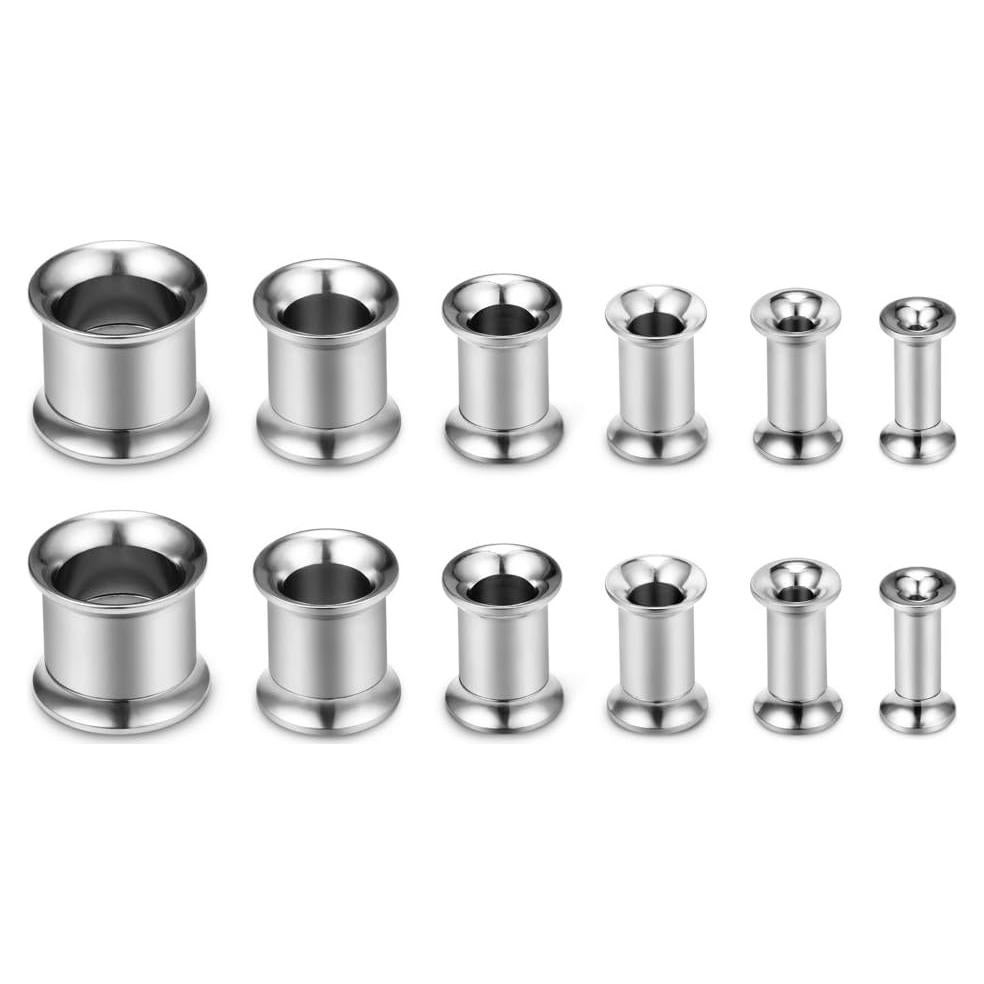 Kit de Estiramiento de Orejas SCERRING 12 Piezas Acero Inoxidable