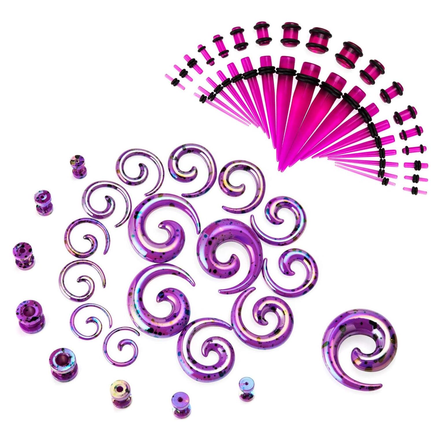 Kit de Estiramiento de Orejas 64 Piezas Acrílico JDXN