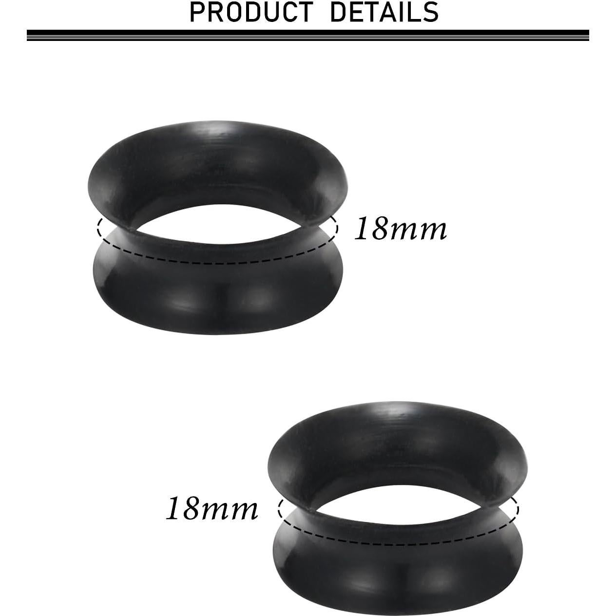 Tapones de Silicona Negros Kwoencxi 18mm para Oídos - 6 Pares