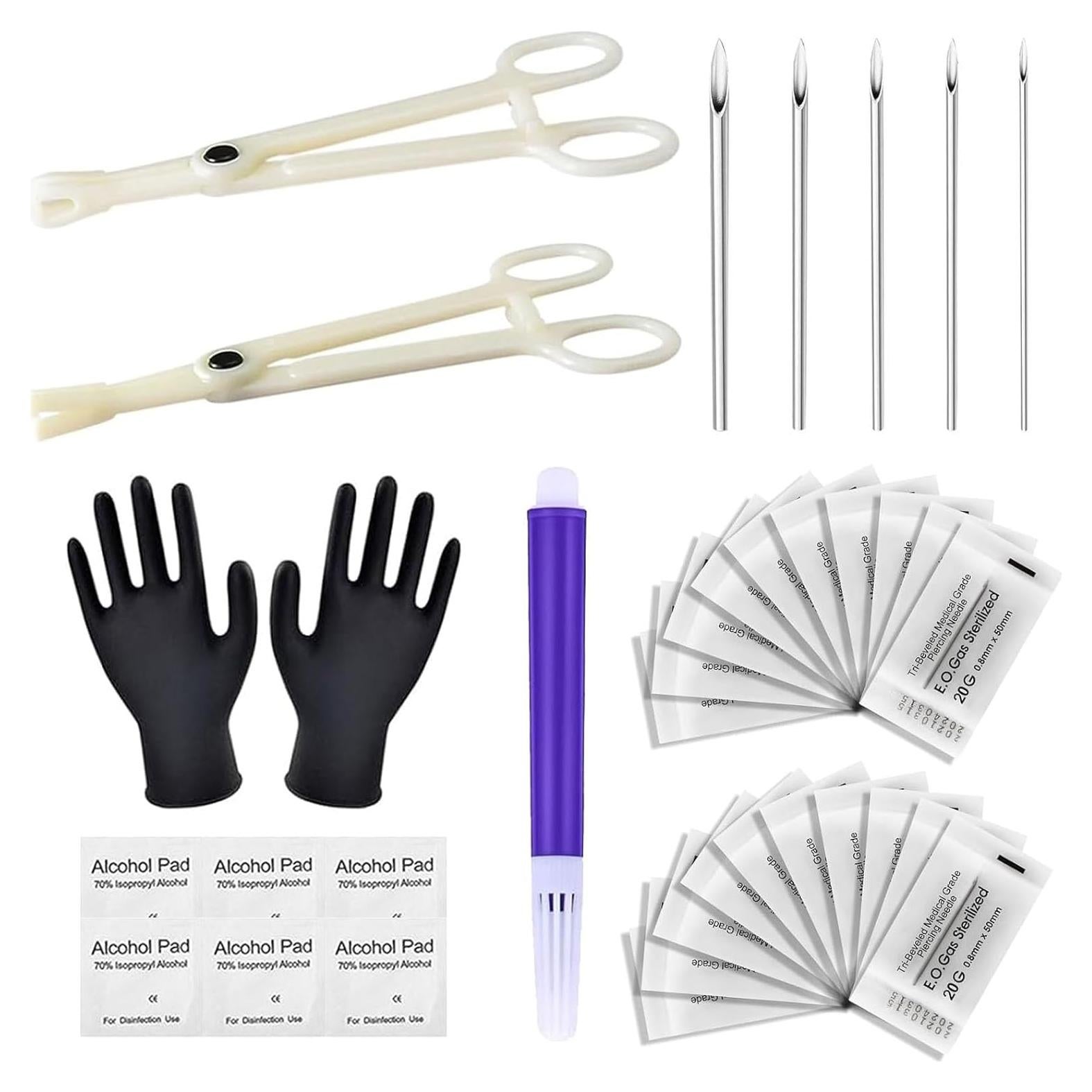 Kit de Piercing 36 Piezas Judero con Agujas 12G a 20G