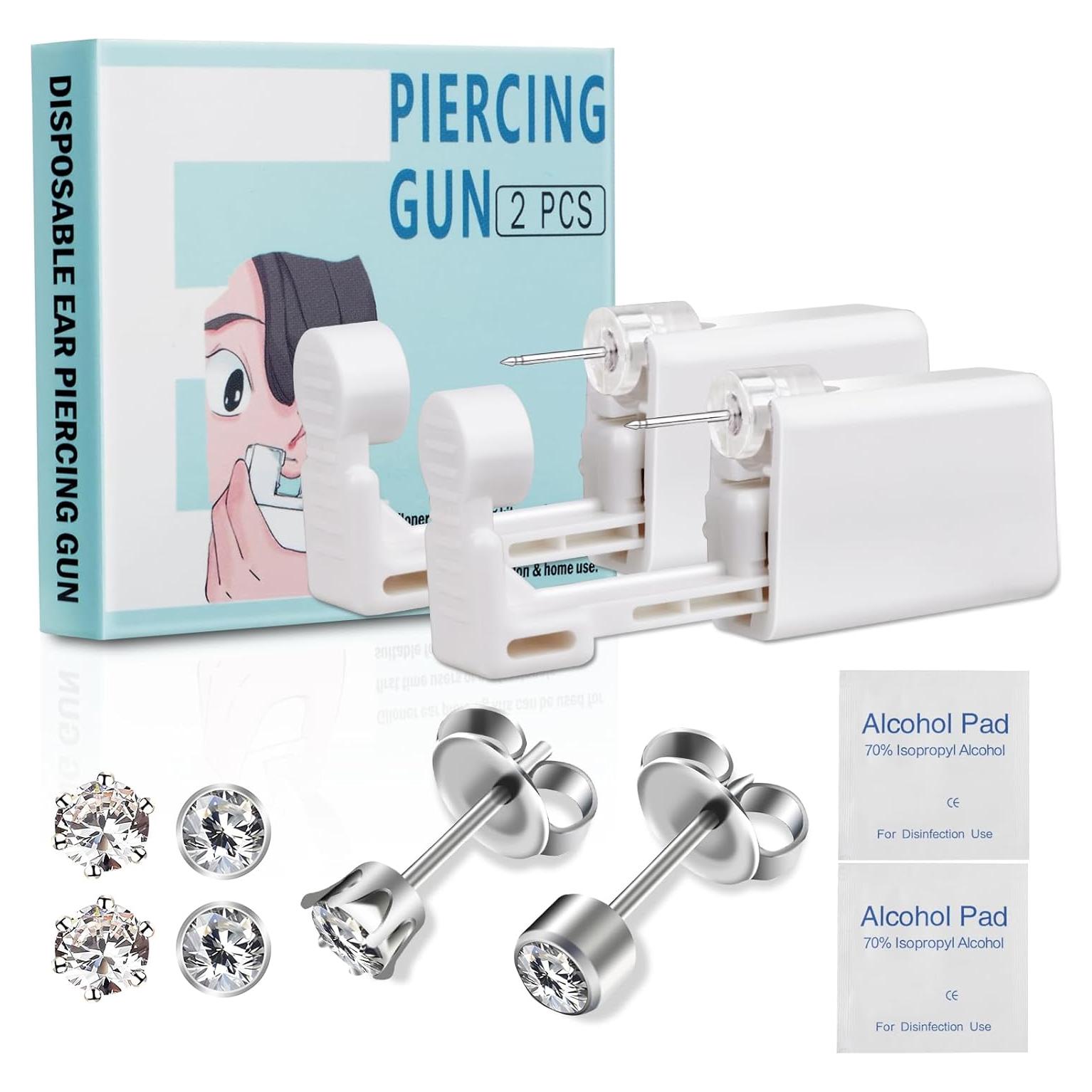 Kit de Perforación de Orejas Giloner - 2 Pistolas + 6 Joyas