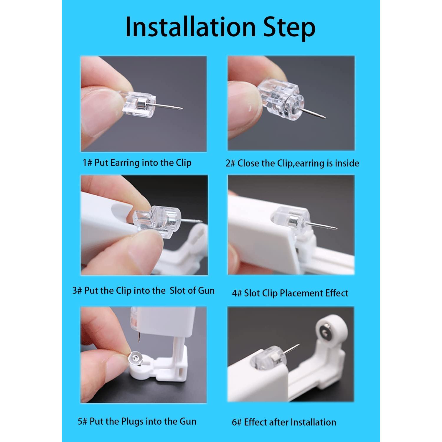 Kit de Perforación de Orejas Psaakon 2 Piezas con Aretes 3mm