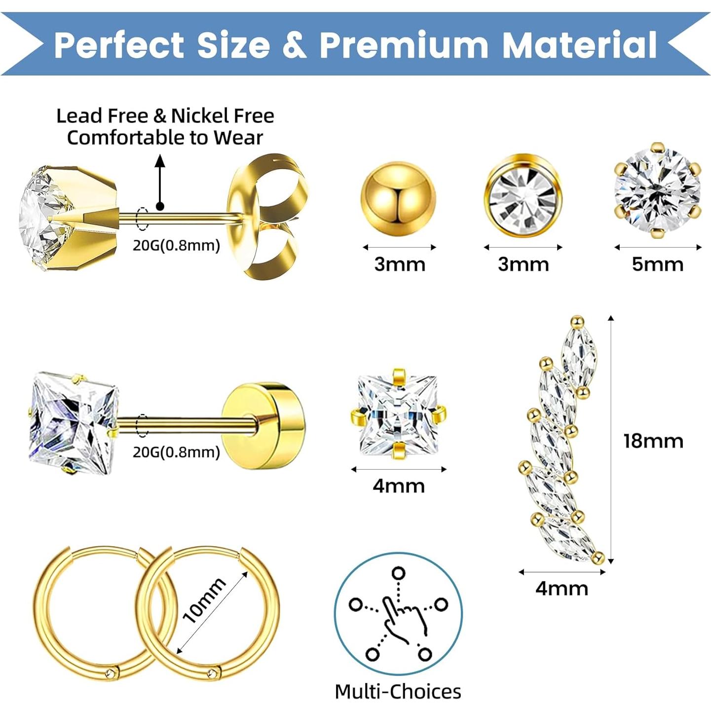 Kit de Perforación de Orejas Nunpag 24 Piezas - Incluye Aretes y Pistolas