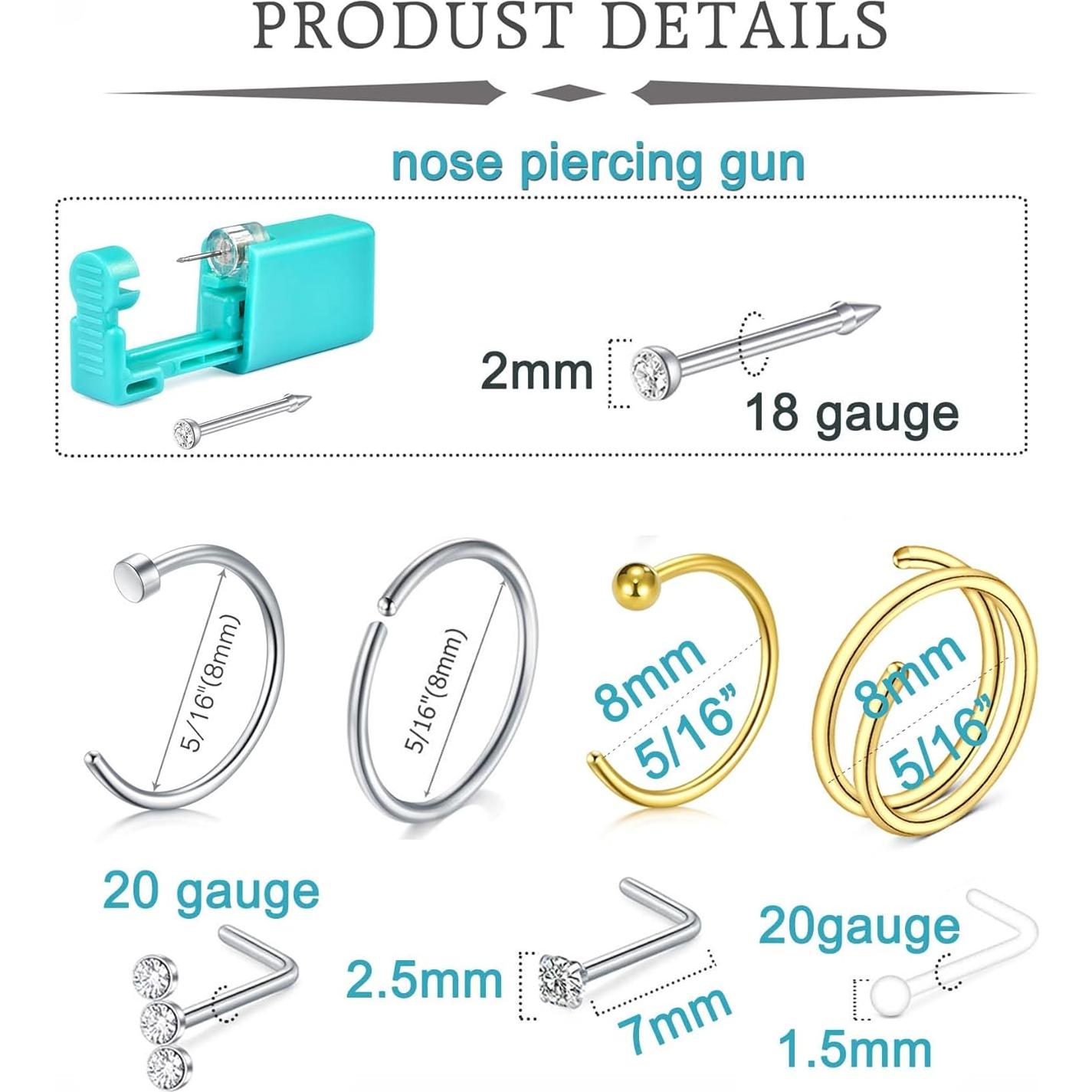 Kit de Perforación de Nariz QWALIT - Pistola Desechable y Accesorios
