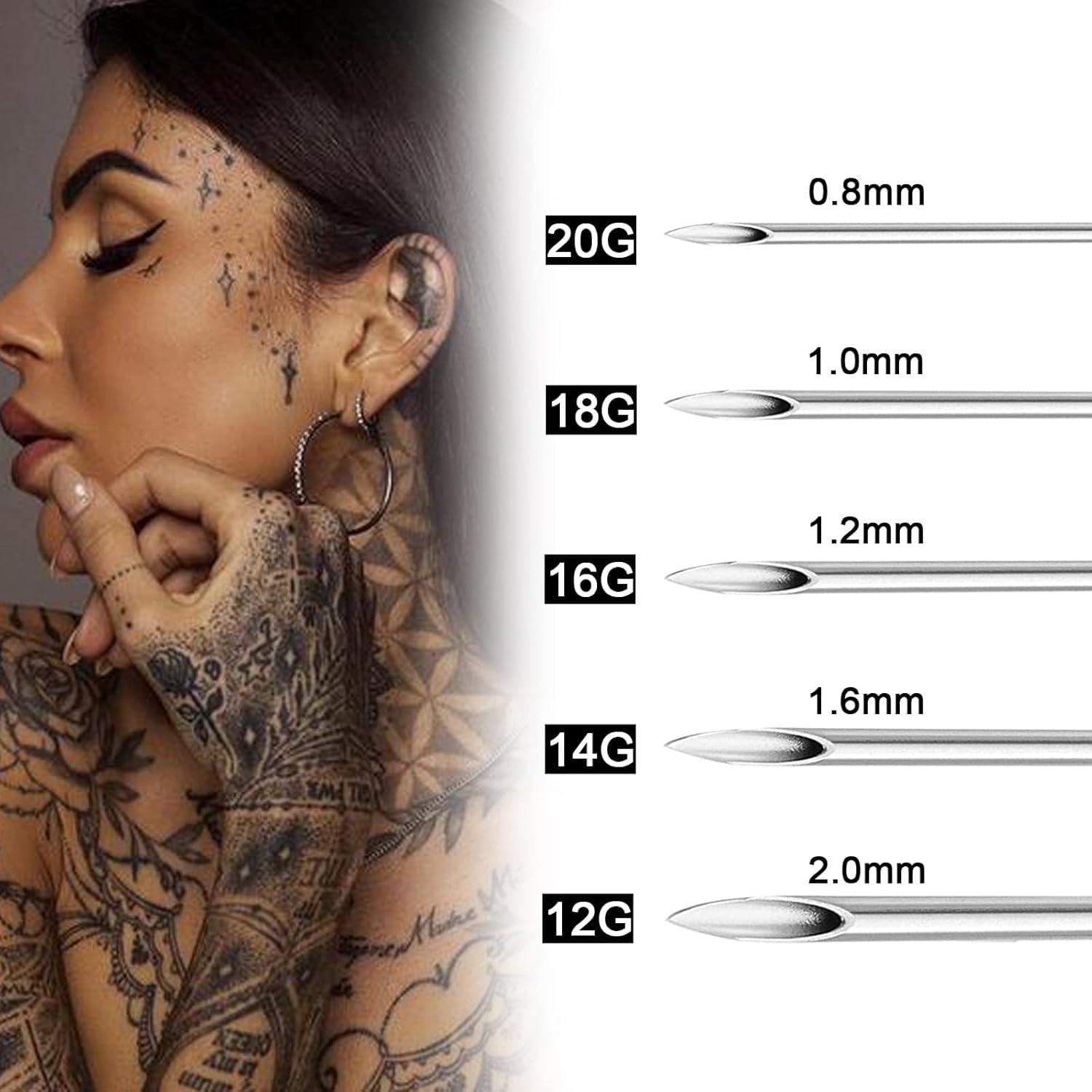Kit de Piercing Estéril 100pcs Anghie 12G 14G 16G 18G 20G