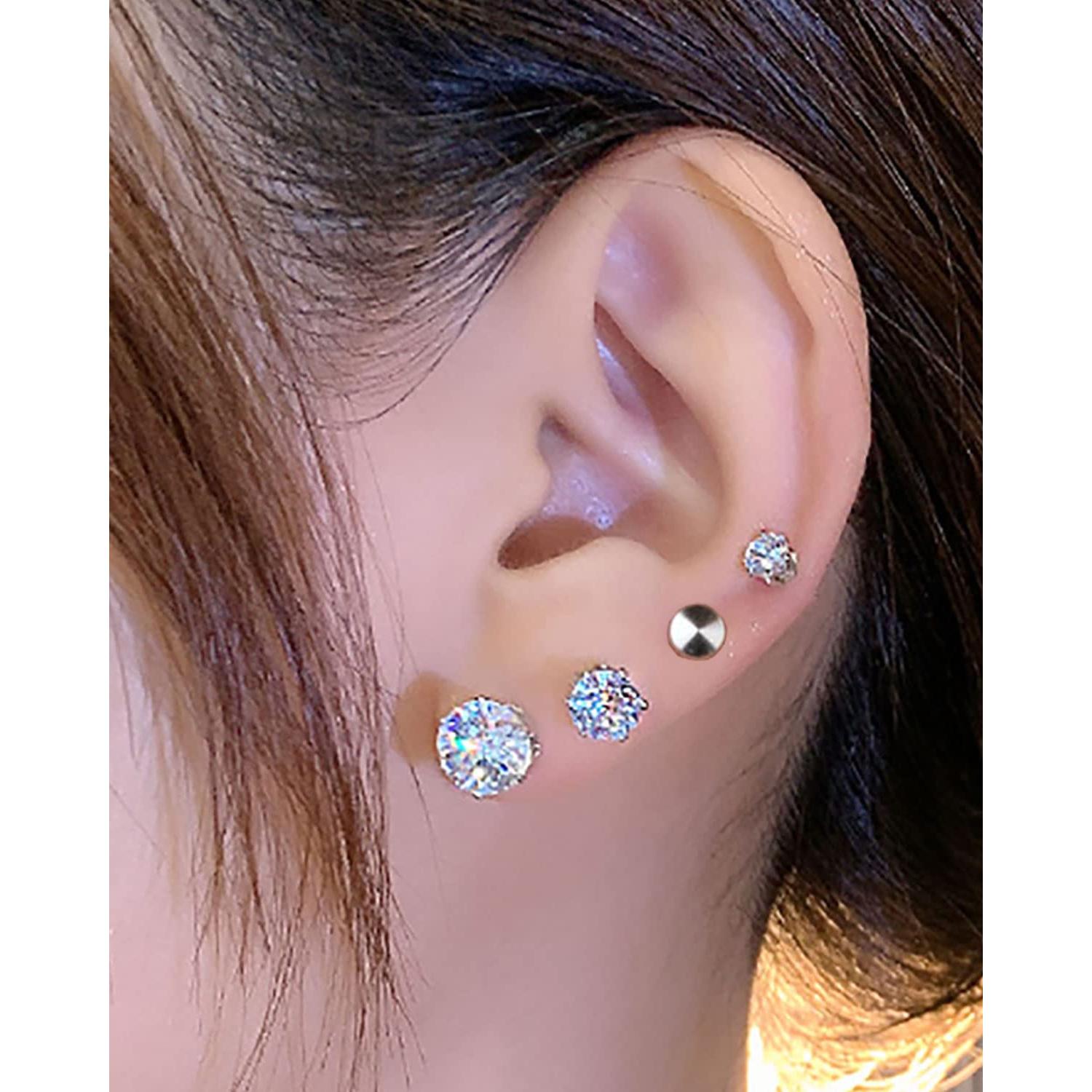 Kit de Perforación de Orejas SLVIEKAE 4 Piezas Acero Inoxidable