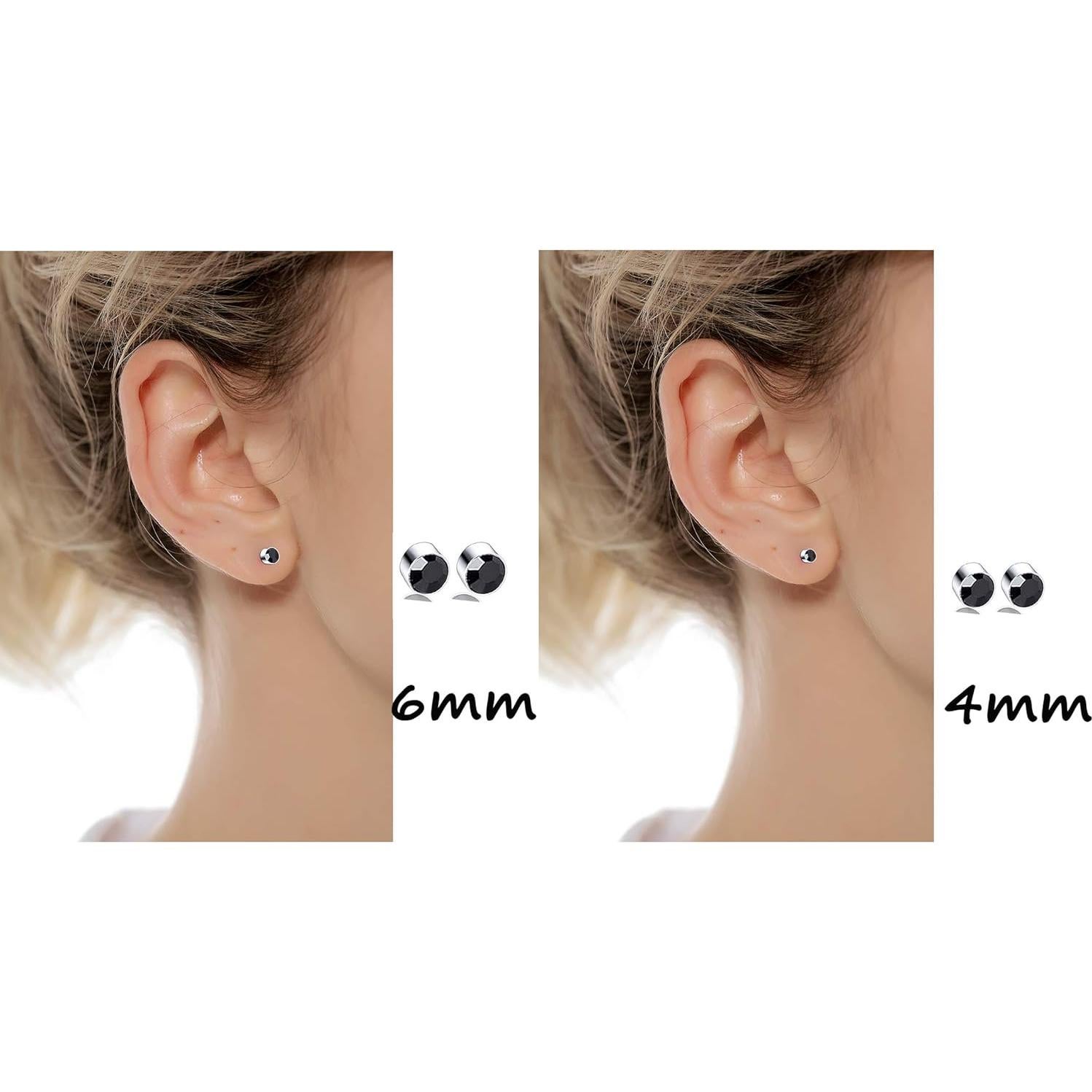 Pendientes Magnéticos Tornito 24 Pares Zirconia Cubica 4MM 6MM