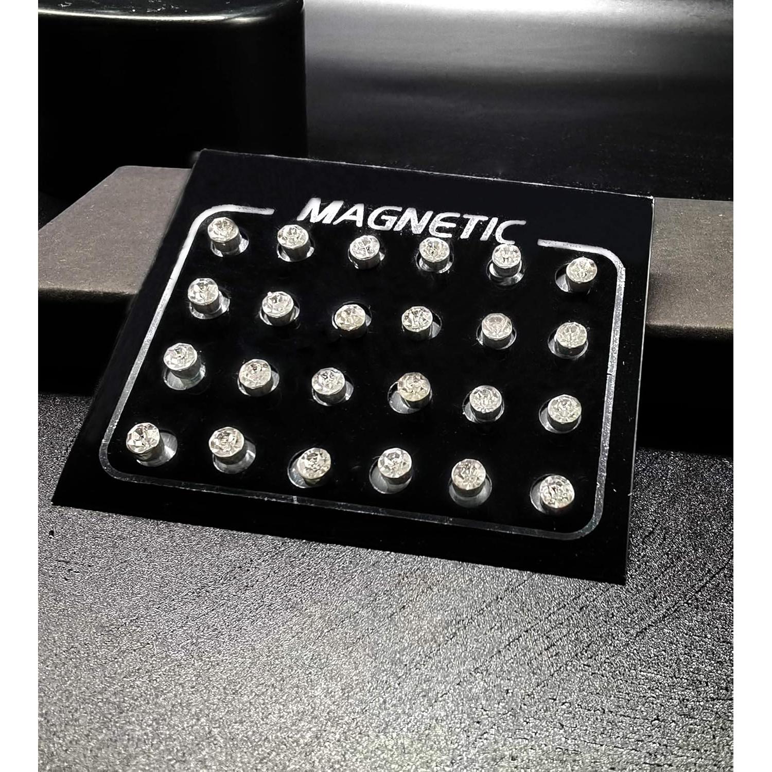 Pendientes Magnéticos Tornito 24 Pares Zirconia Cubica 4MM 6MM