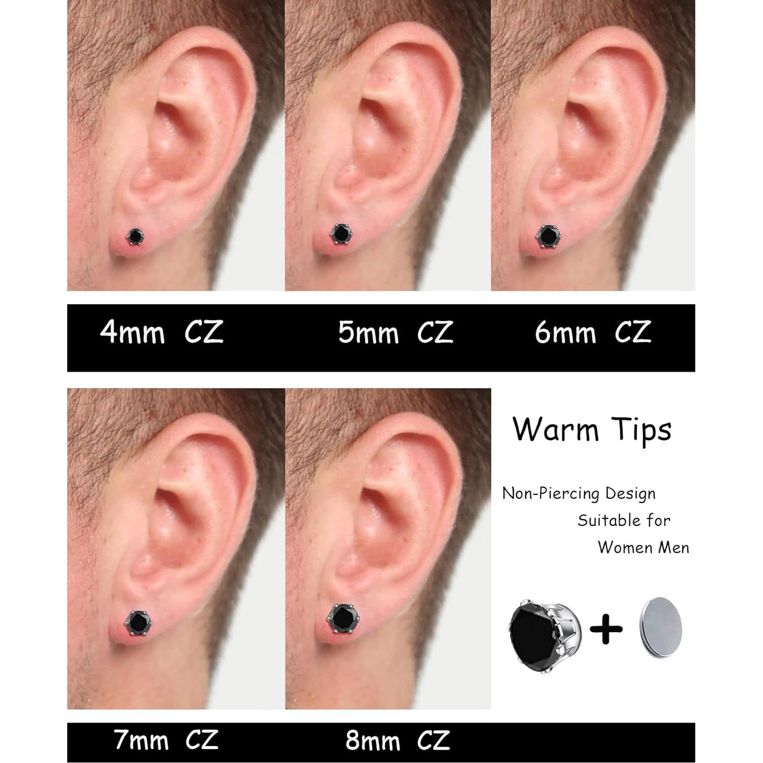 15 Pares Pendientes Magnéticos Ofeiyaa Zirconia 4-8MM Set Unisex