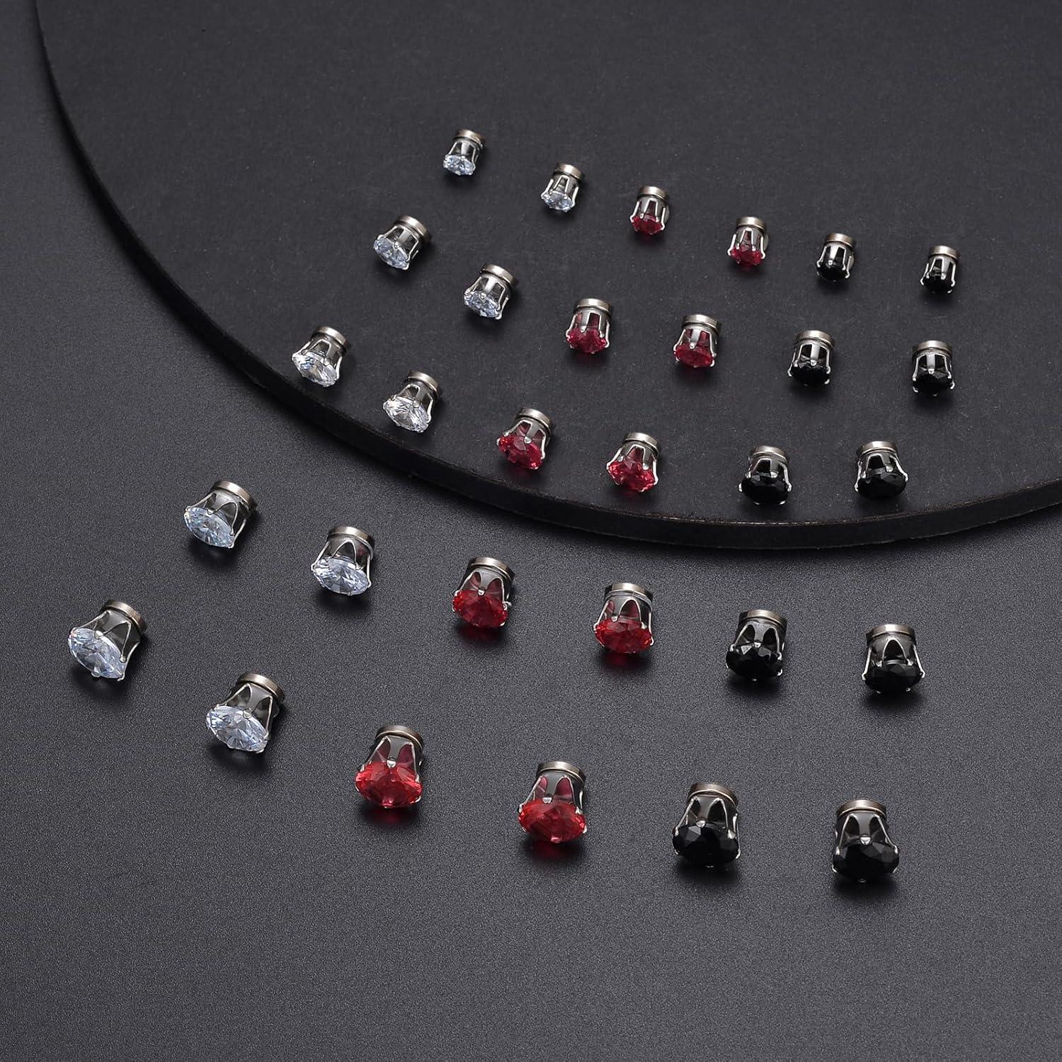 15 Pares Pendientes Magnéticos Ofeiyaa Zirconia 4-8MM Set Unisex