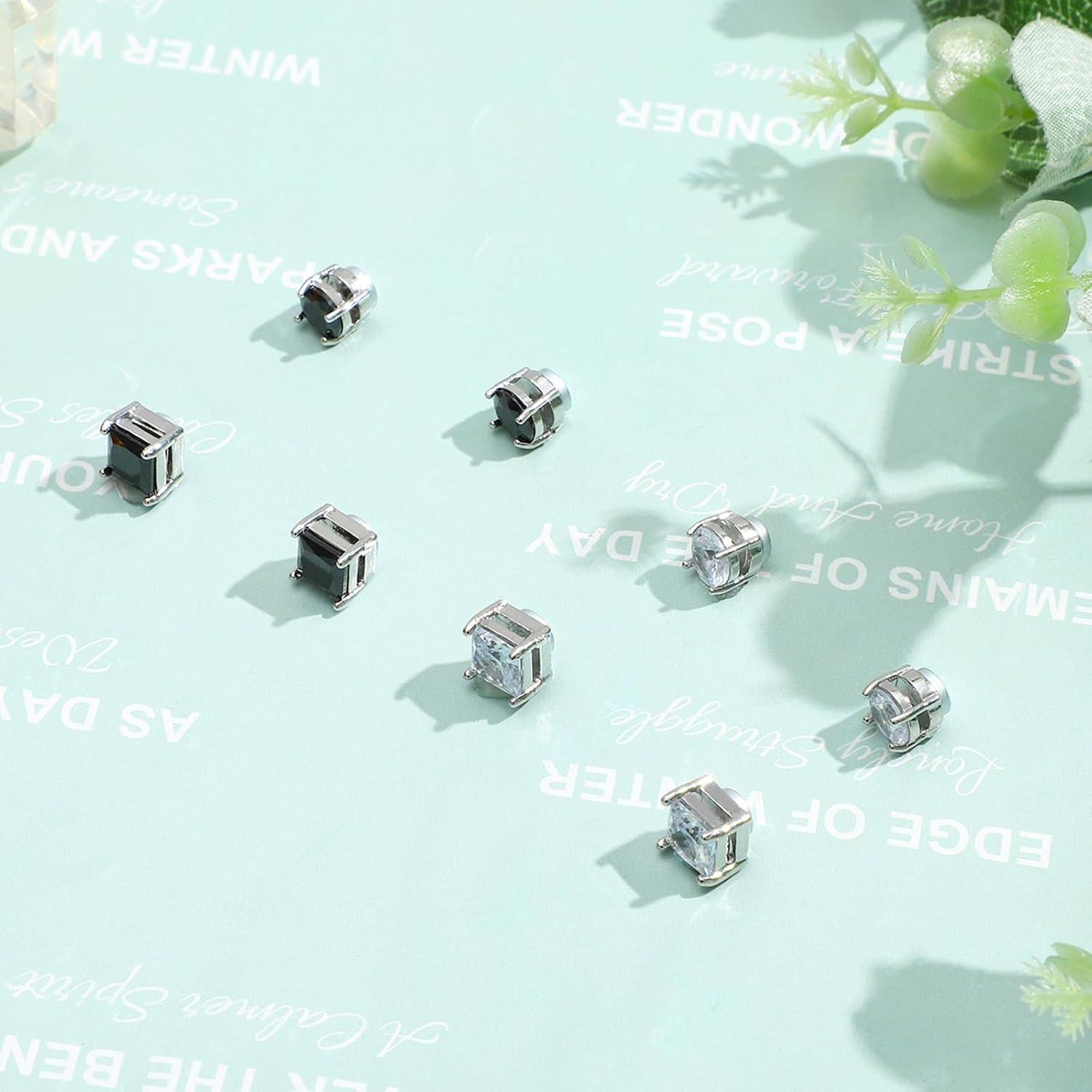 Pendientes Magnéticos Unisex NEWITIN Acero Inoxidable 4 Pares