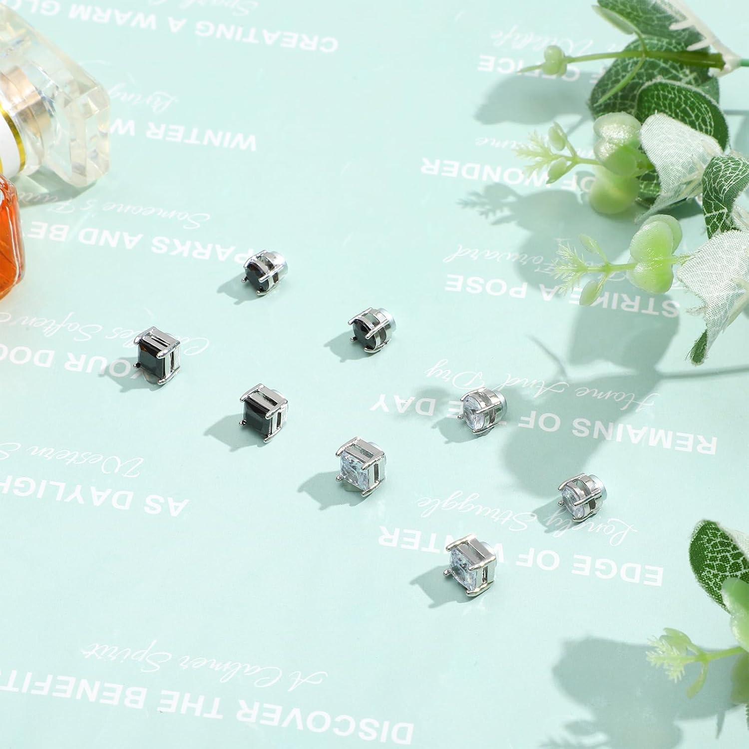 Pendientes Magnéticos Unisex NEWITIN Acero Inoxidable 4 Pares