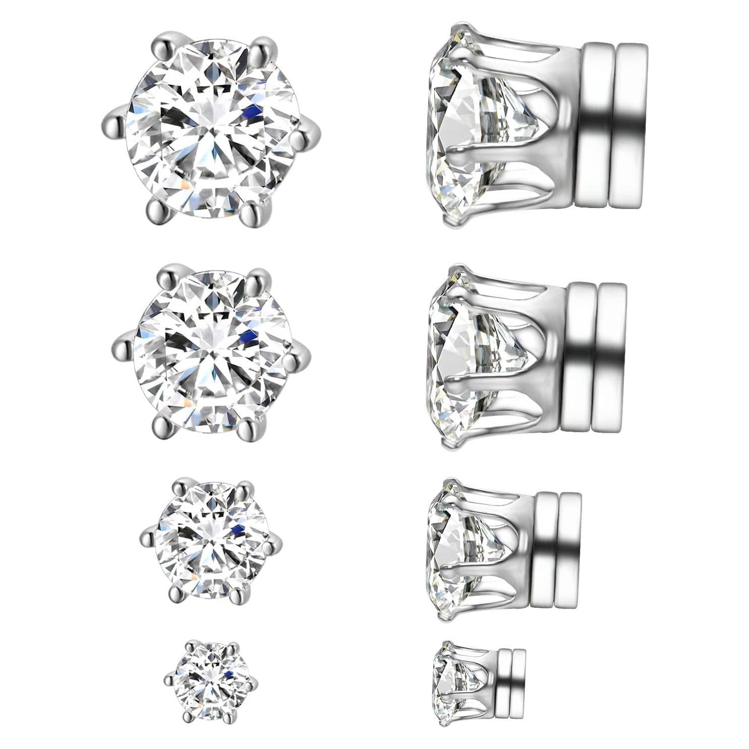 Pendientes Magnéticos de Acero Inoxidable Airokiy CZ Clip On