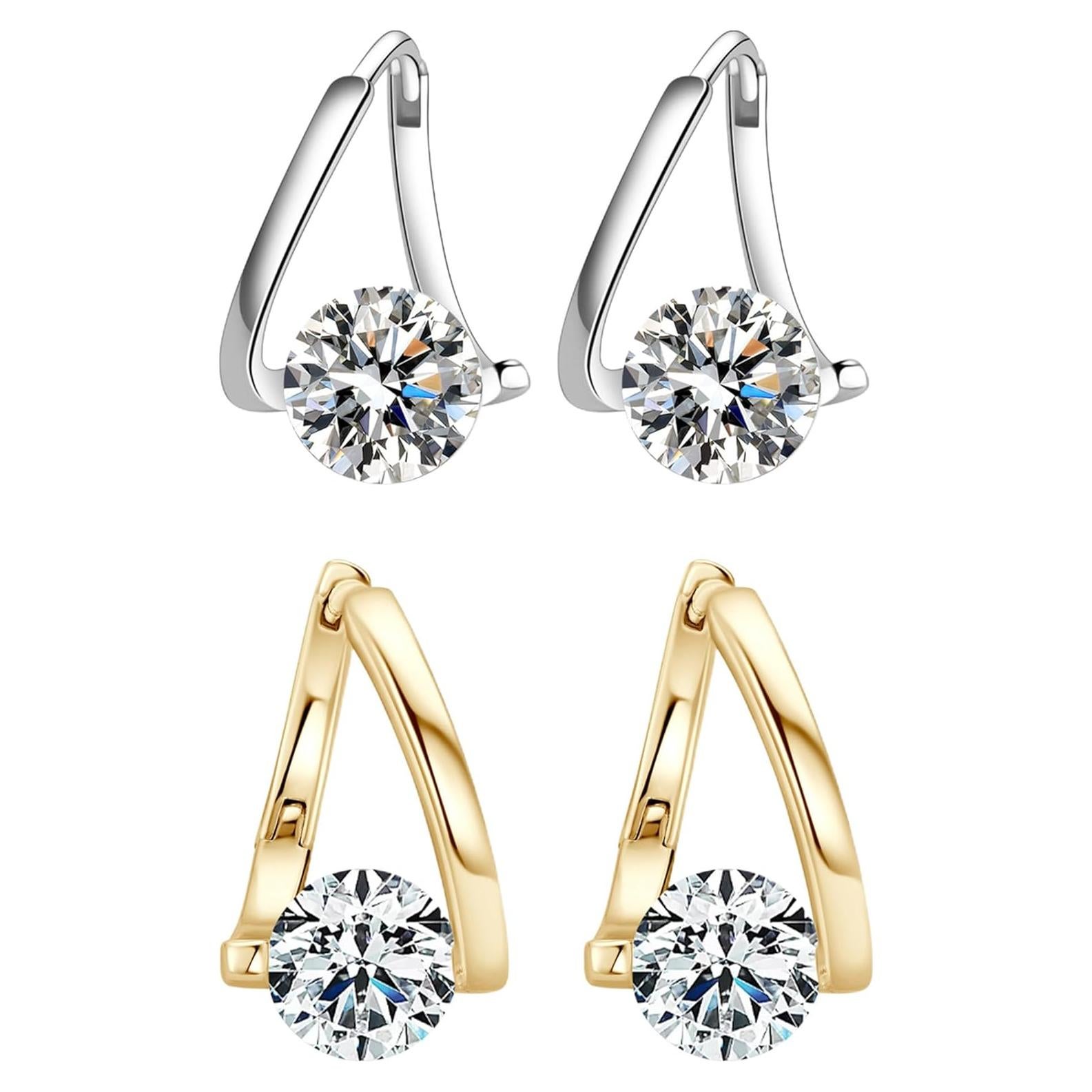 Pendientes de Germanio Lymphvity para Mujeres - 2 Pares Oro y Plata