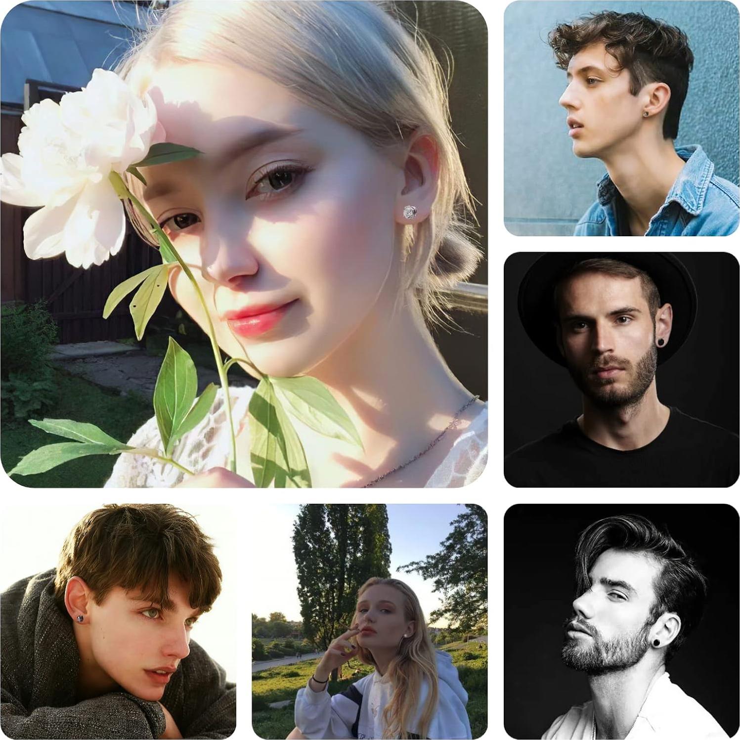 Pendientes Magnéticos HENGYID Acero Inoxidable 4 Pares 6mm