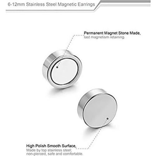 Pendientes de Imán de Acero Inoxidable Hipoalergénicos 10mm