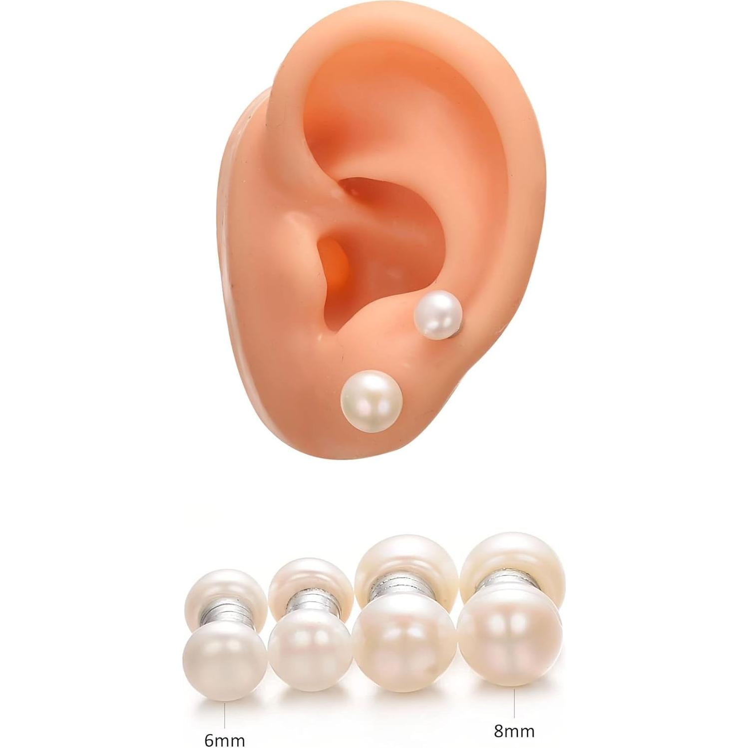 Pendientes Magnéticos de Perlas Blancas 6mm para Mujeres