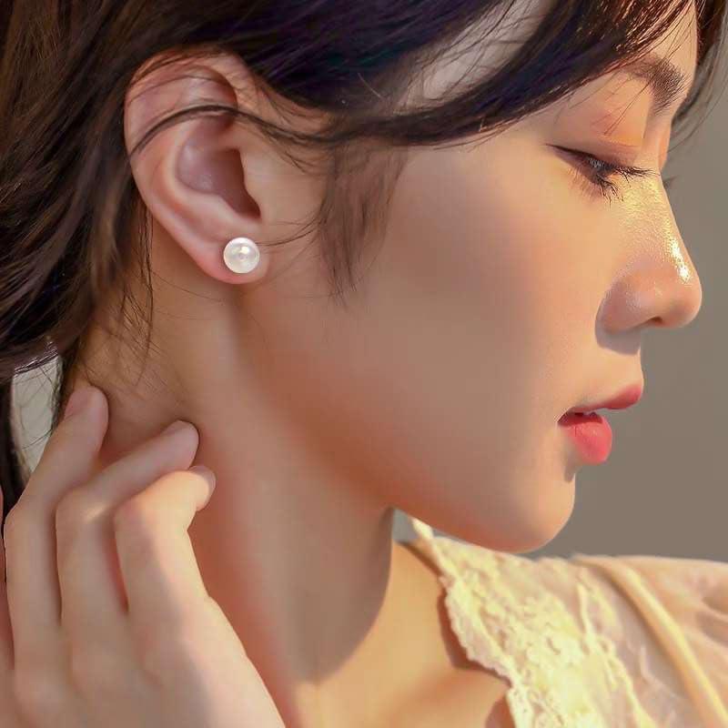 Pendientes Magnéticos de Perlas Blancas 6mm para Mujeres