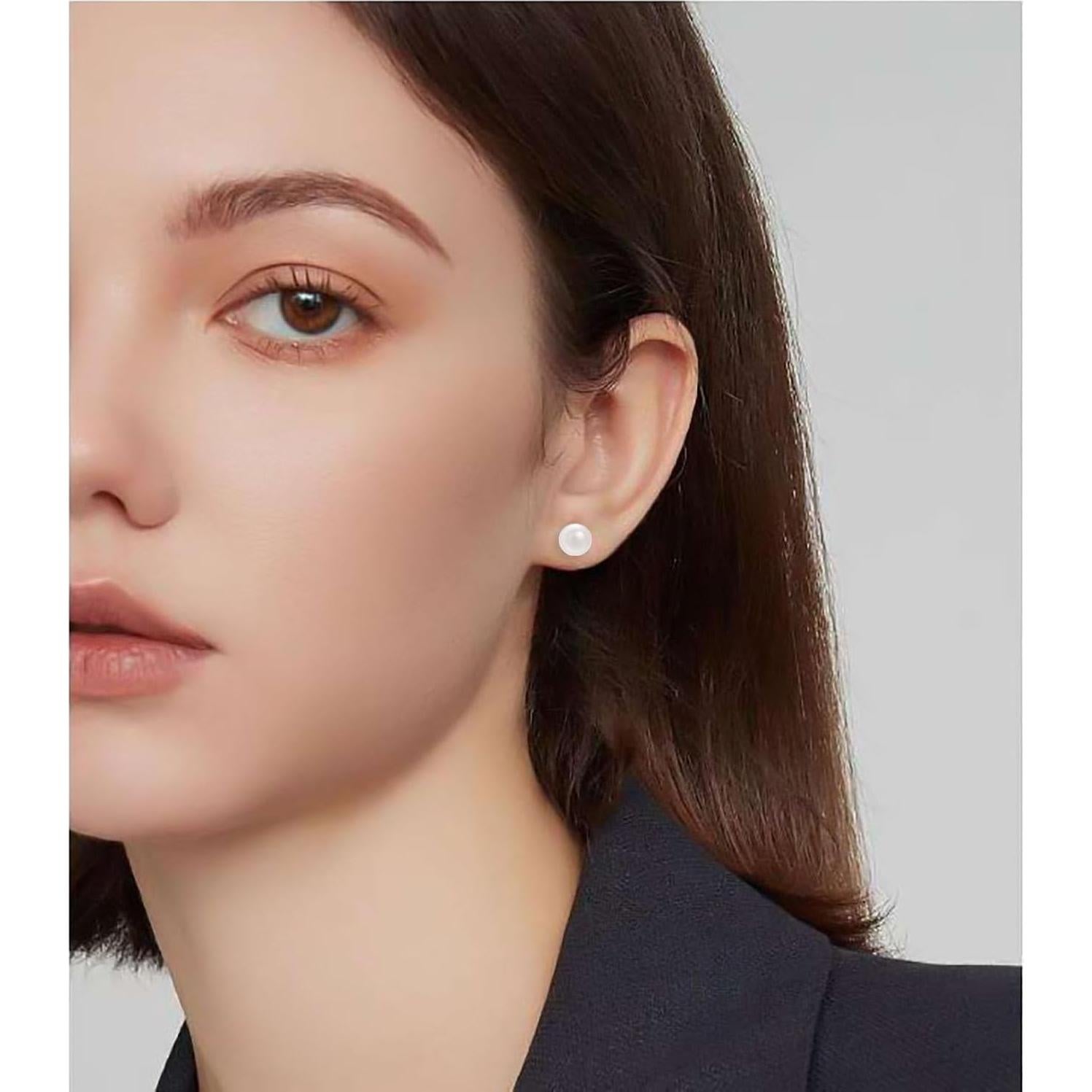 Pendientes Magnéticos de Perlas Blancas 6mm para Mujeres