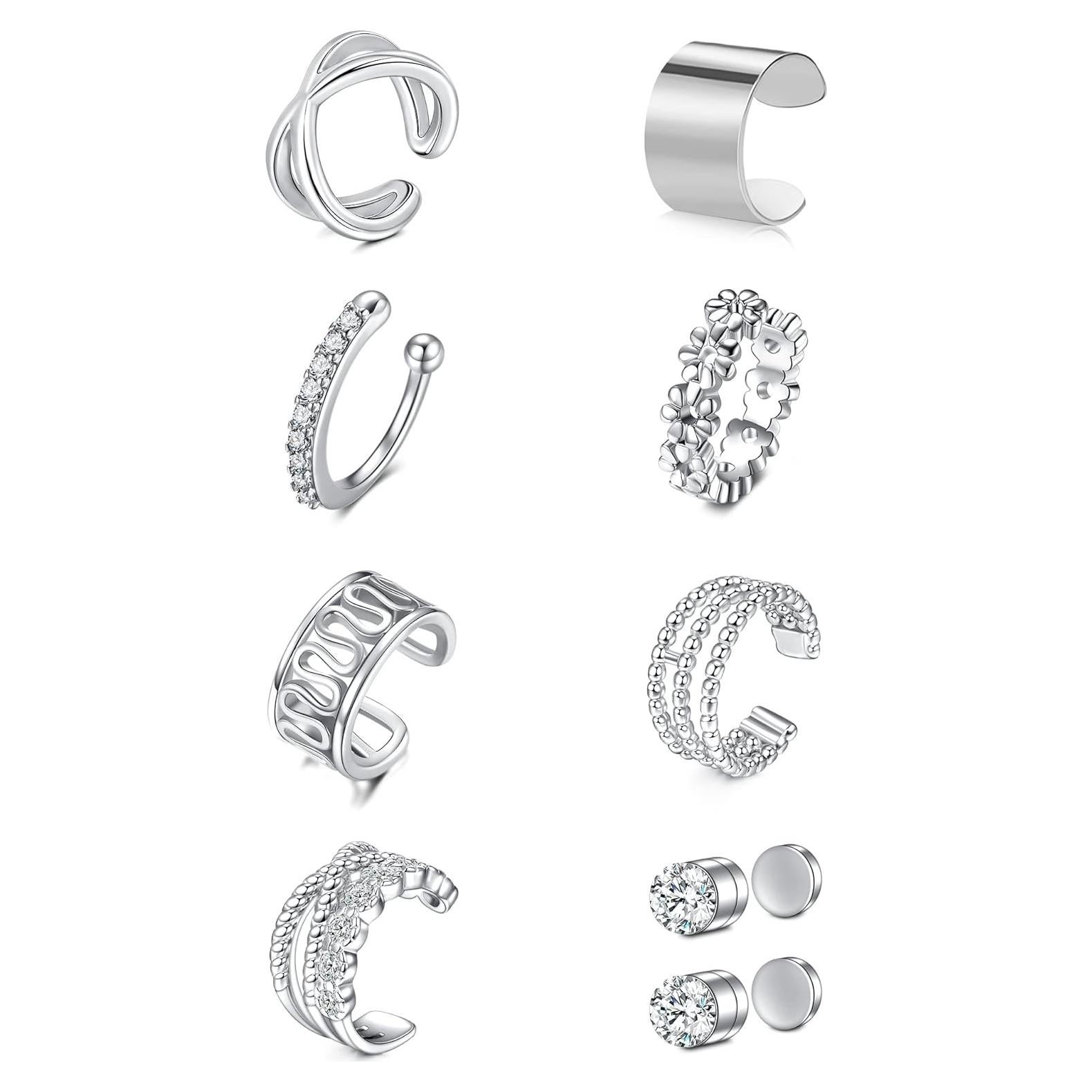 Aretes Falsos de Acero Inoxidable JFORYOU Ajustables Unisex