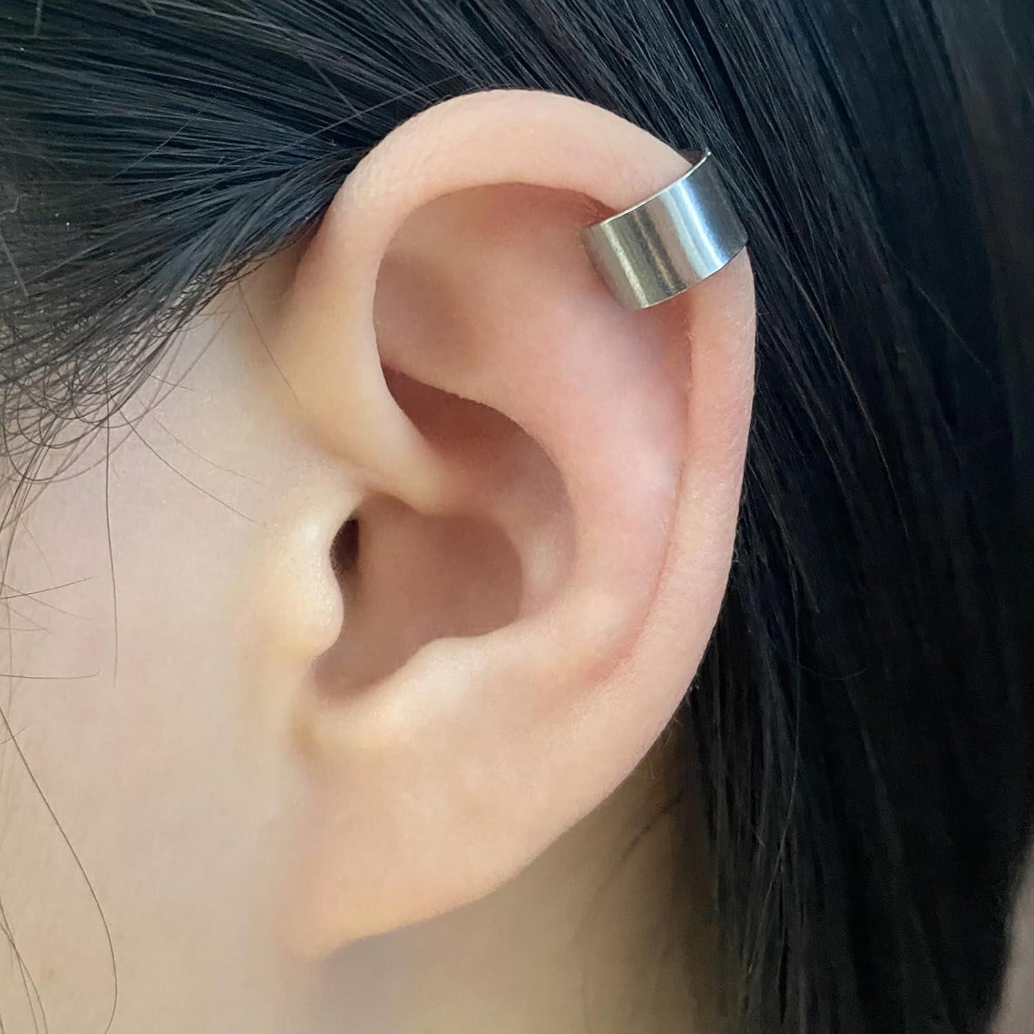 Aretes Falsos de Acero Inoxidable JFORYOU Ajustables Unisex