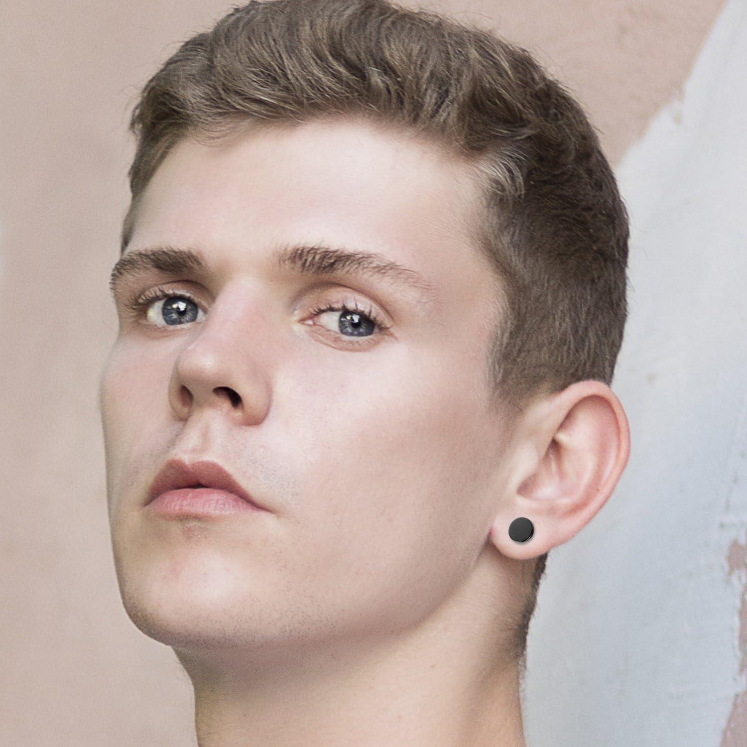 Pendientes de Clip Falsos Flongo Unisex 8PCS Acero Inoxidable 6-12mm