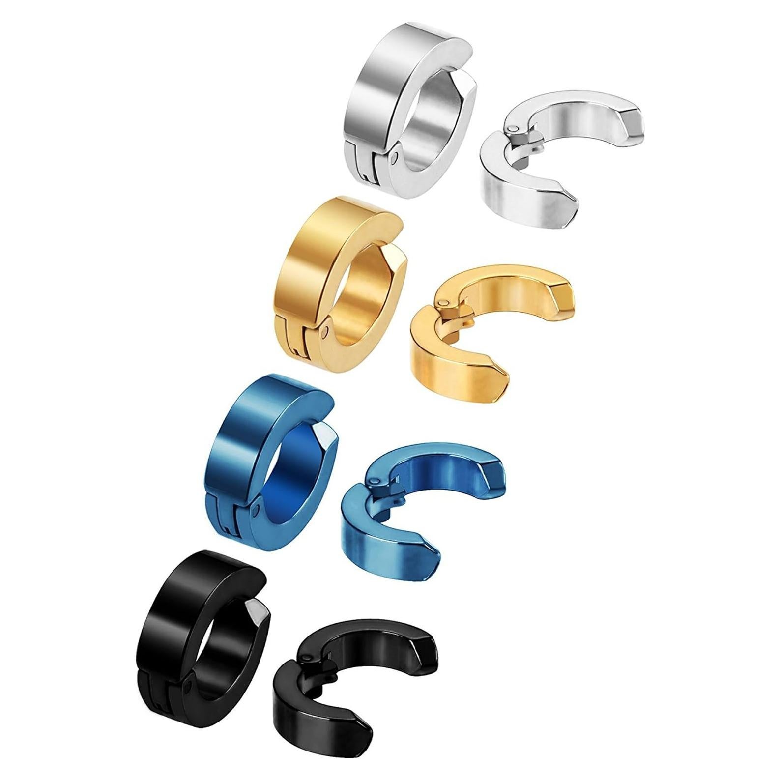 Pendientes Sin Perforación Mudder 8 Piezas Acero Inoxidable