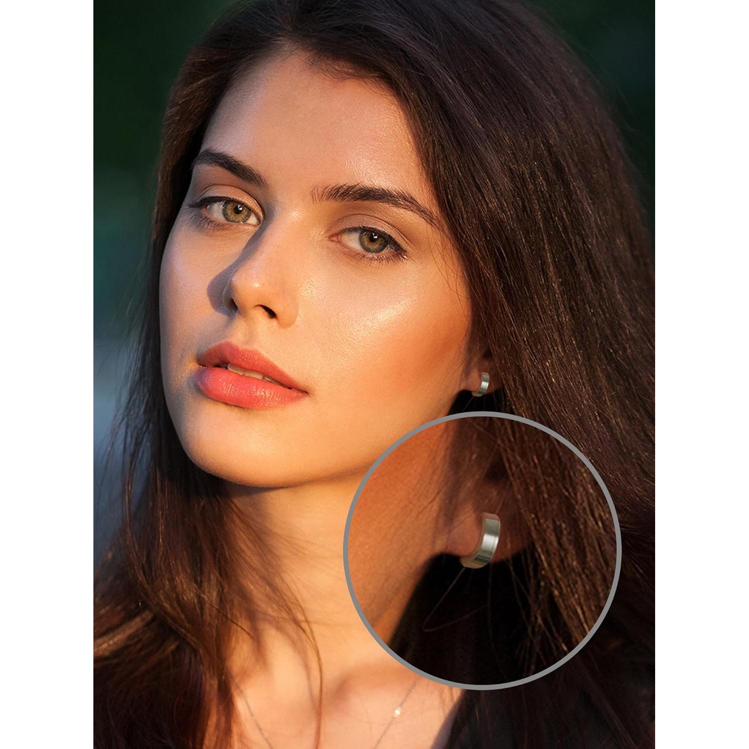 Pendientes Sin Perforación Mudder 8 Piezas Acero Inoxidable