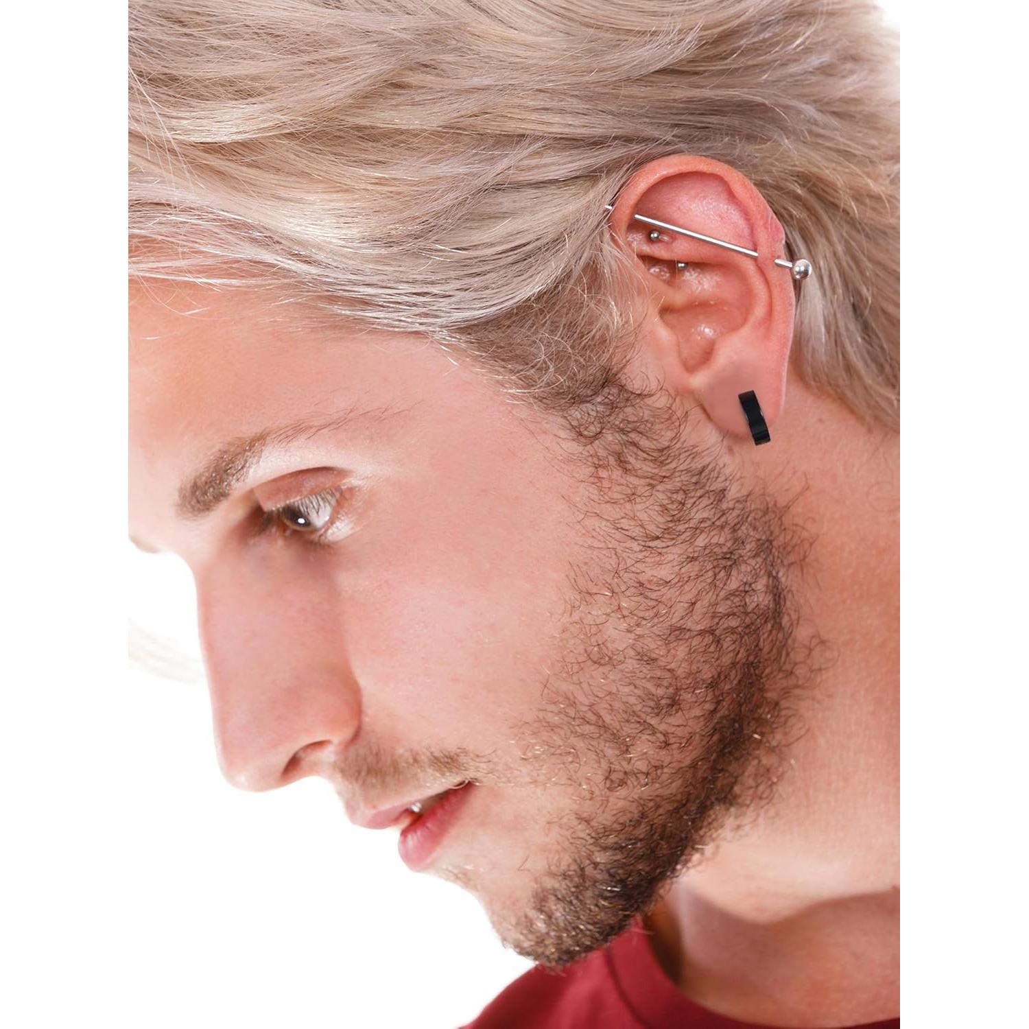 Pendientes Sin Perforación Mudder 8 Piezas Acero Inoxidable