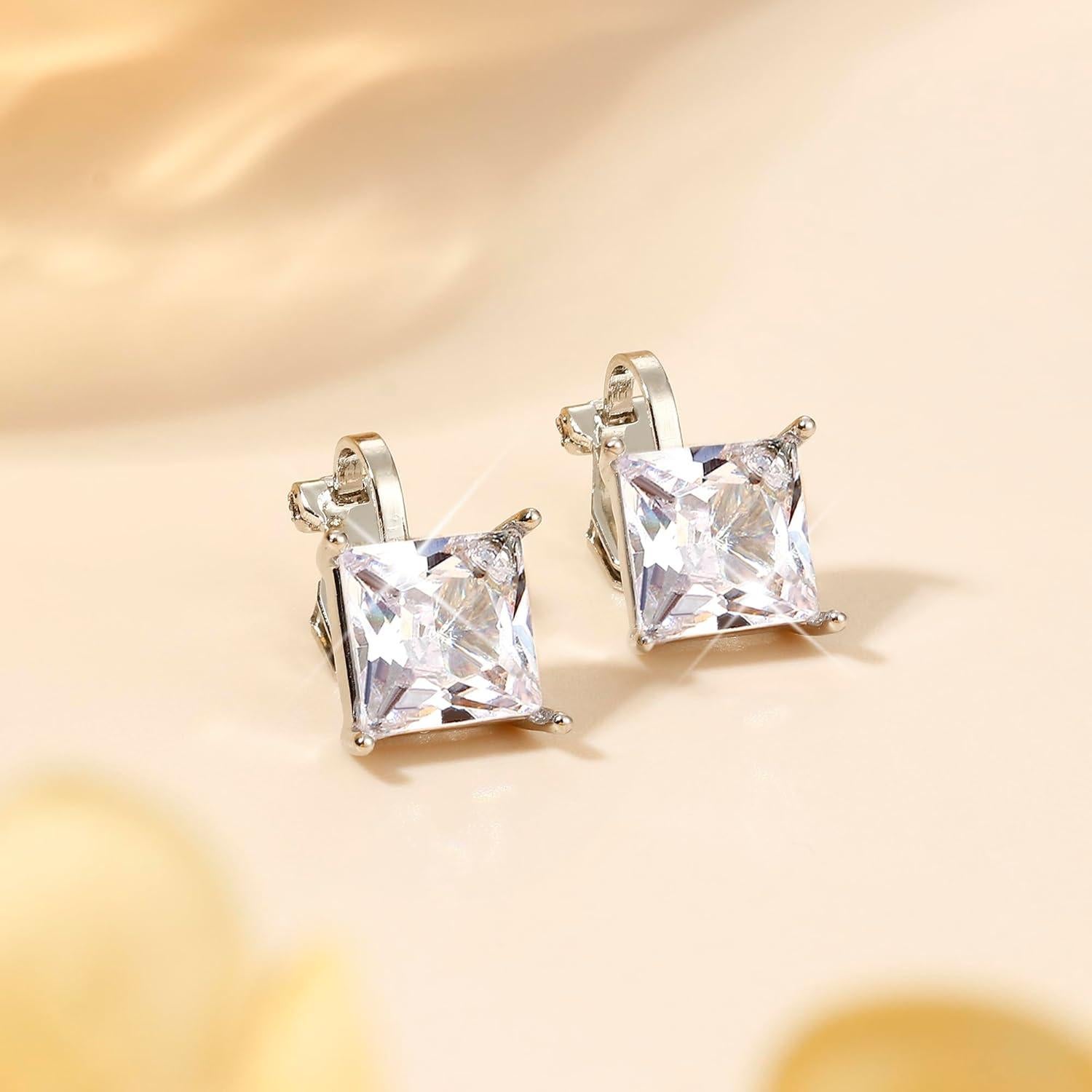 Pendientes de Clip Thunaraz Plata con Circonita Cubica - Hipoalergénicos