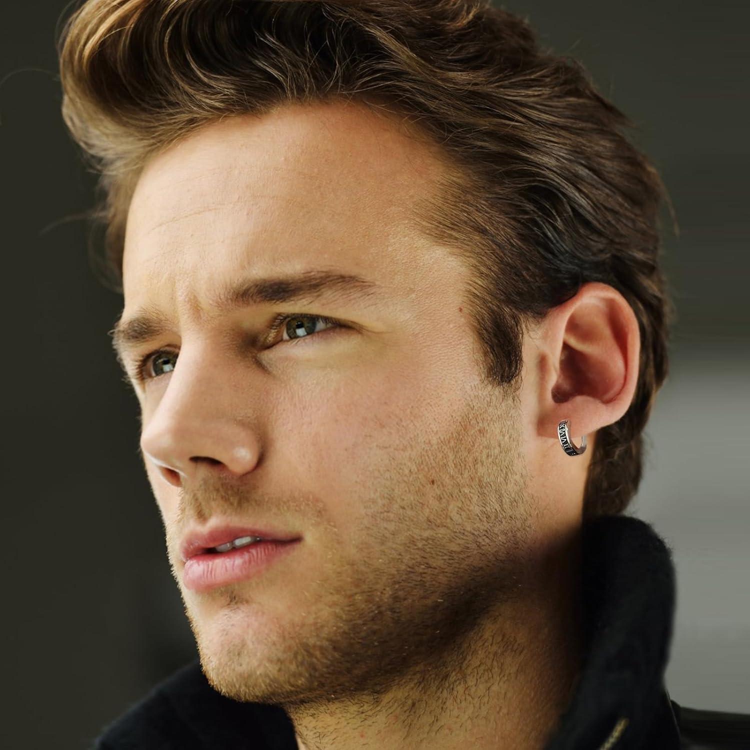 3 Pares de Pendientes de Clip Unisex Acero Titanio 13.2mm